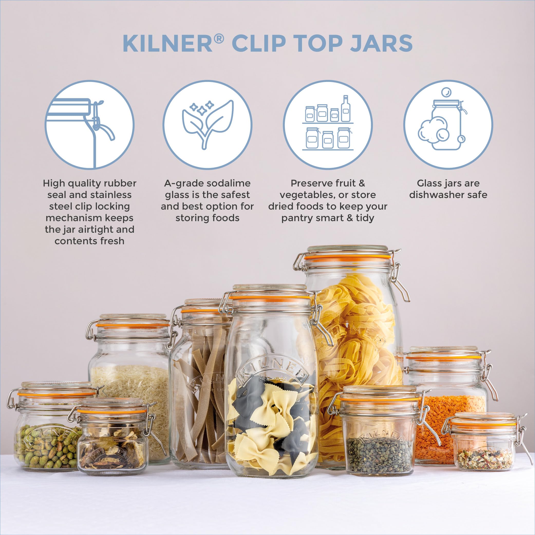 Kilner Round clip Top Jar  34-Fl Oz  1 L