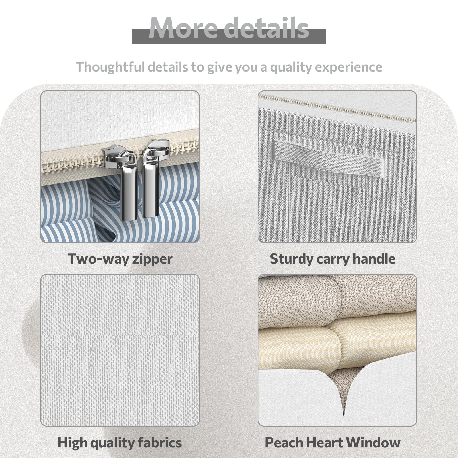 3 Pack Clothes Storage Bins - Foldable Metal Frame Storage Box - Stackable Linen Fabric Container Organizer Set with Carrying Ha