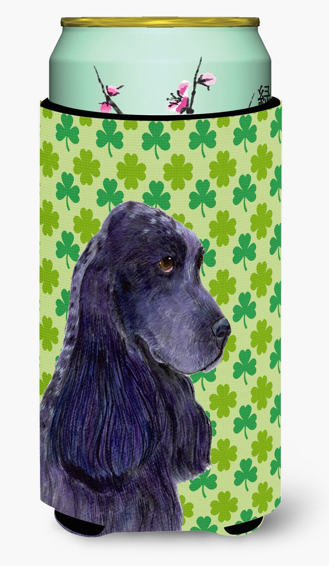 Cocker Spaniel St. Patrick's Day Shamrock Portrait  Tall Boy Beverage Insulator Beverage Insulator Hugger