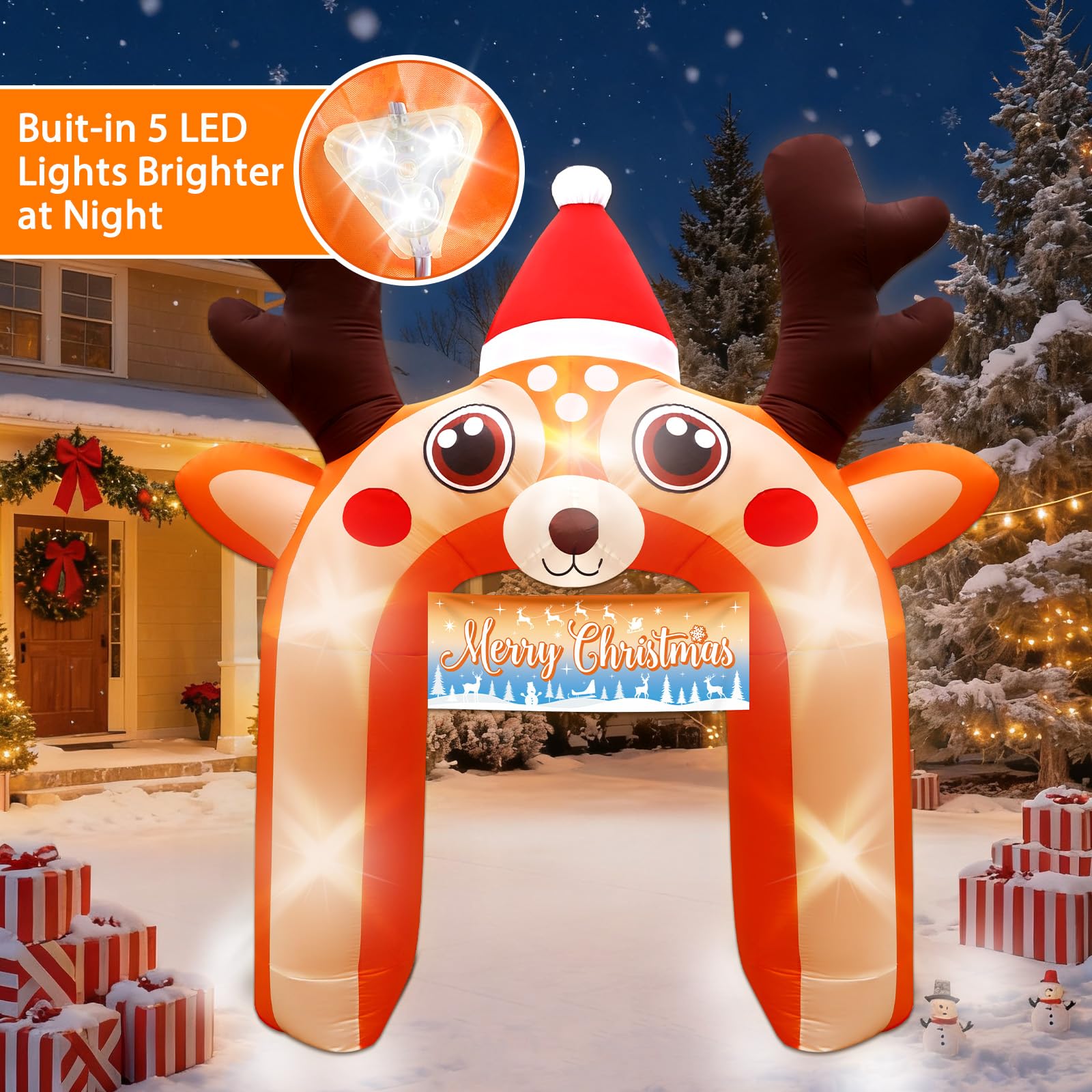 10 FT Giant Reindeer Inflatable Reno Inflable Christmas Deer Arch Decoration with LED Lights, Blow Up Decor for Outdoor Yard Law