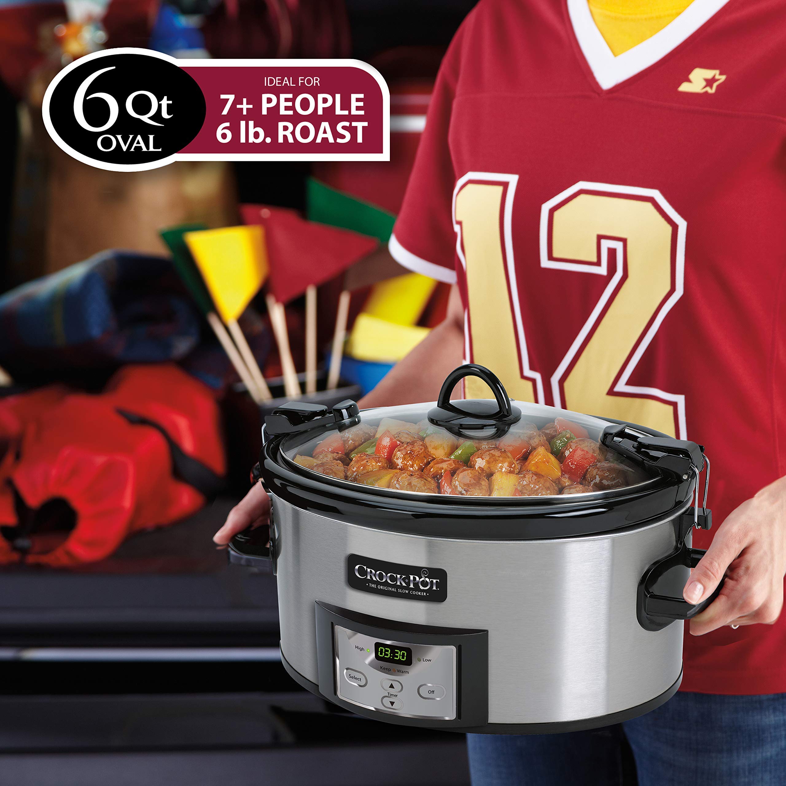 Crock-Pot 6 Quart Cook & Carry Programmable Slow Cooker With Digital Timer, Stainless Steel (Cpscvc60Ll-S), Pack Of 1