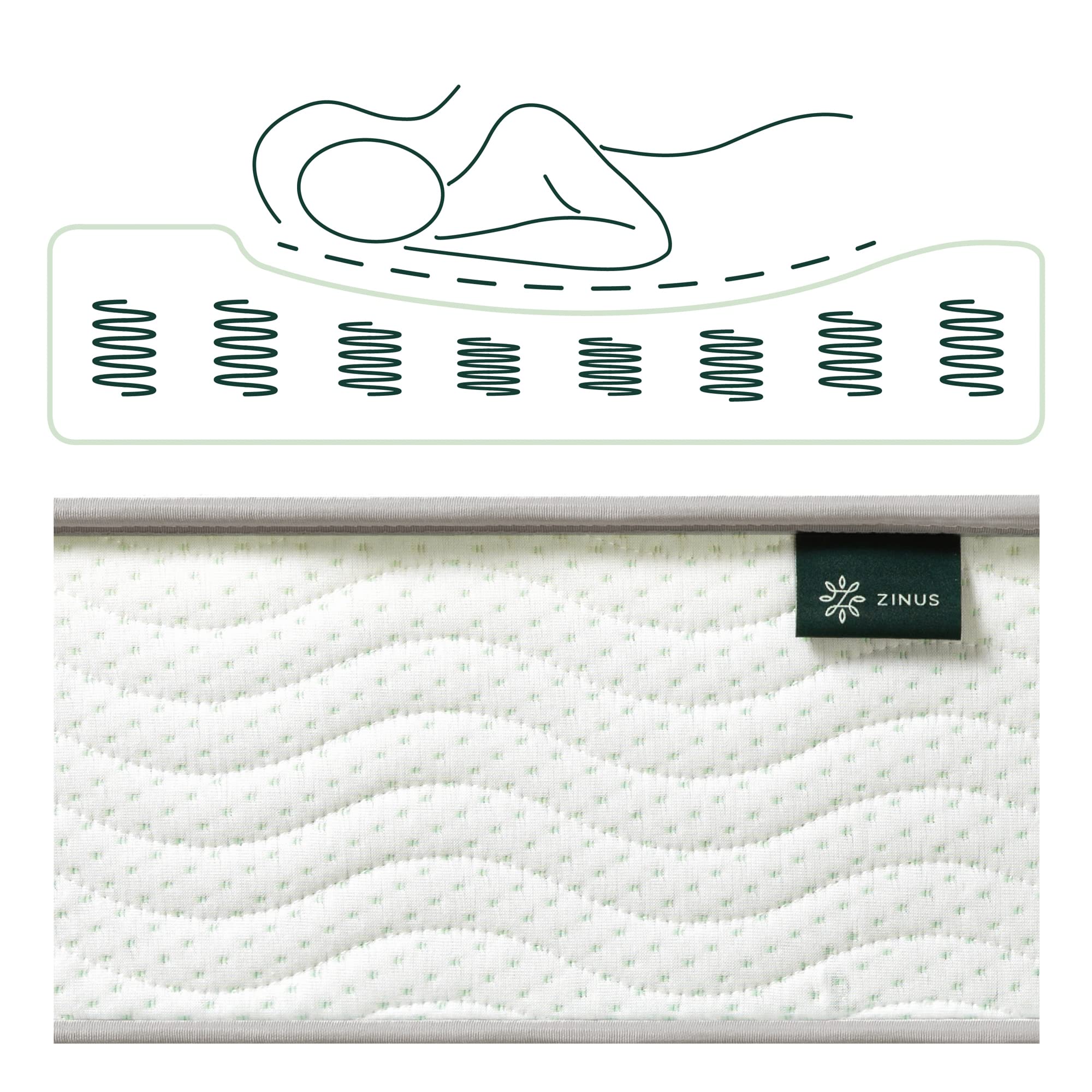 ZINUS 8 Inch Foam and Spring Mattress, Queen, CertiPUR-US Certified Foams, Mattress in A Box, White
