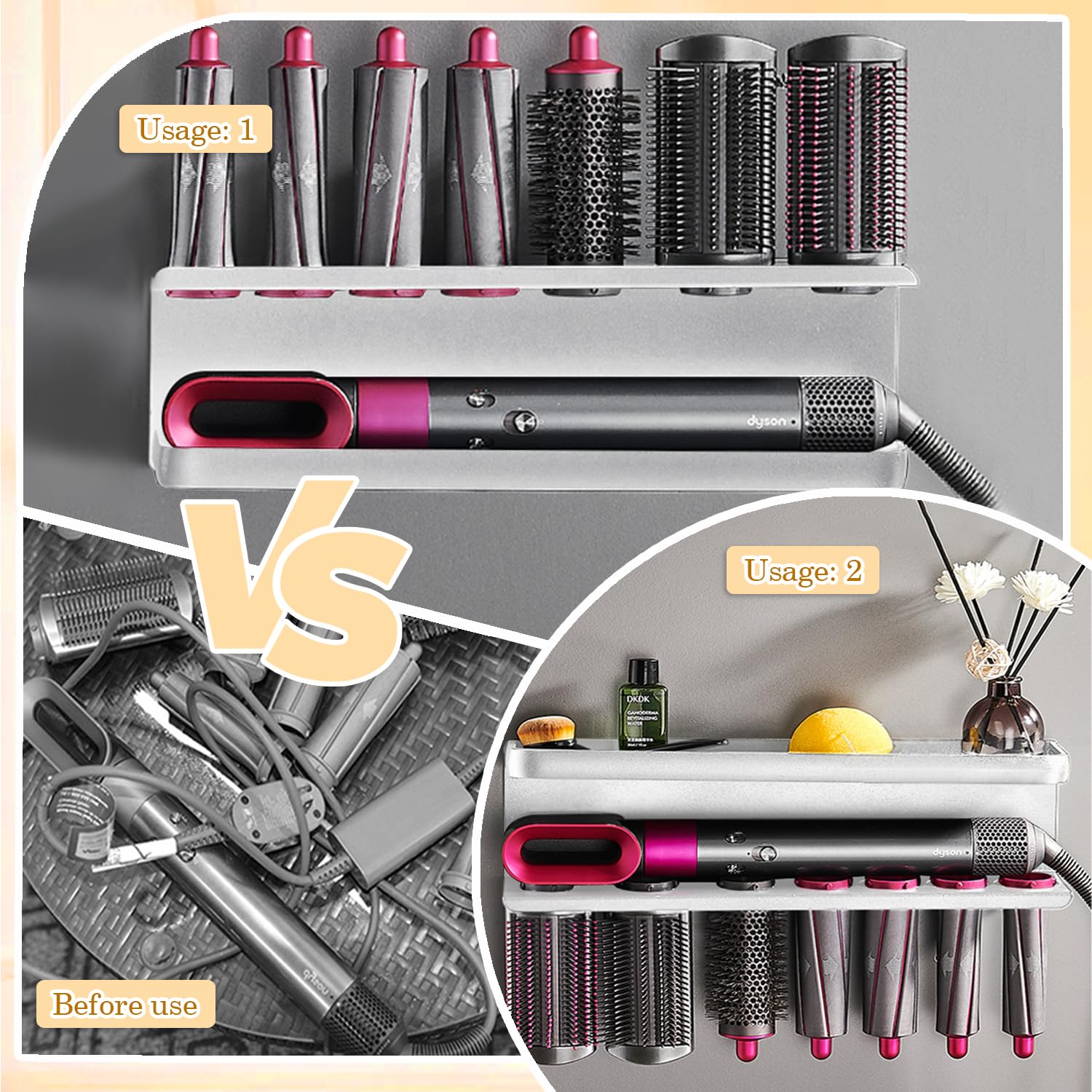 Yimerlen Airwrap Storage Holder Compatible With Dyson Airwrap Curling Iron Wall Mounted Storage Rack Holder For Bathroom Attachm