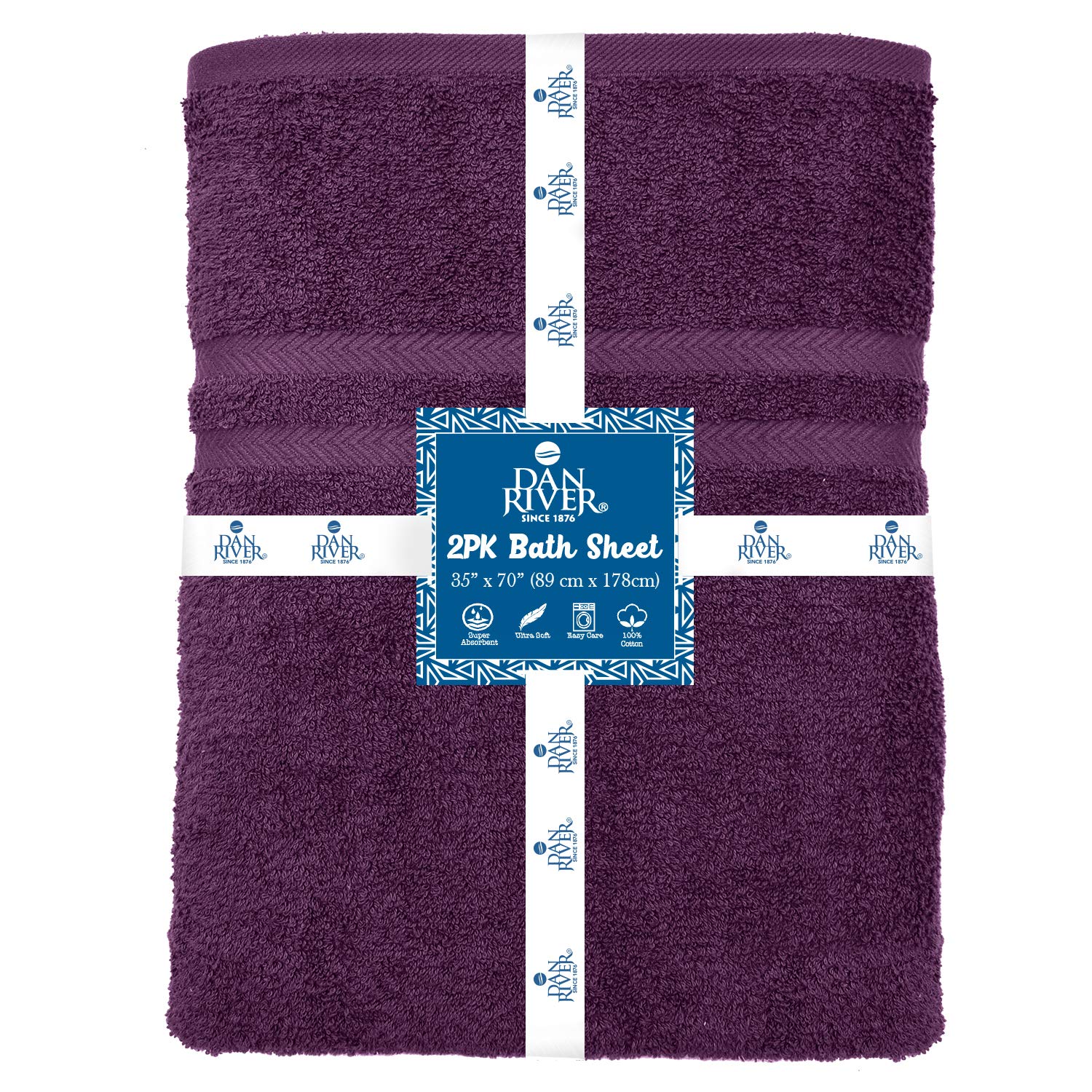 Dan River Bath Sheets Set Of 2 - 550 Gsm Ultra Super Soft Sheets - 100% Cotton Jumbo Large Bath Towels For Bathroom, Home, Hotel