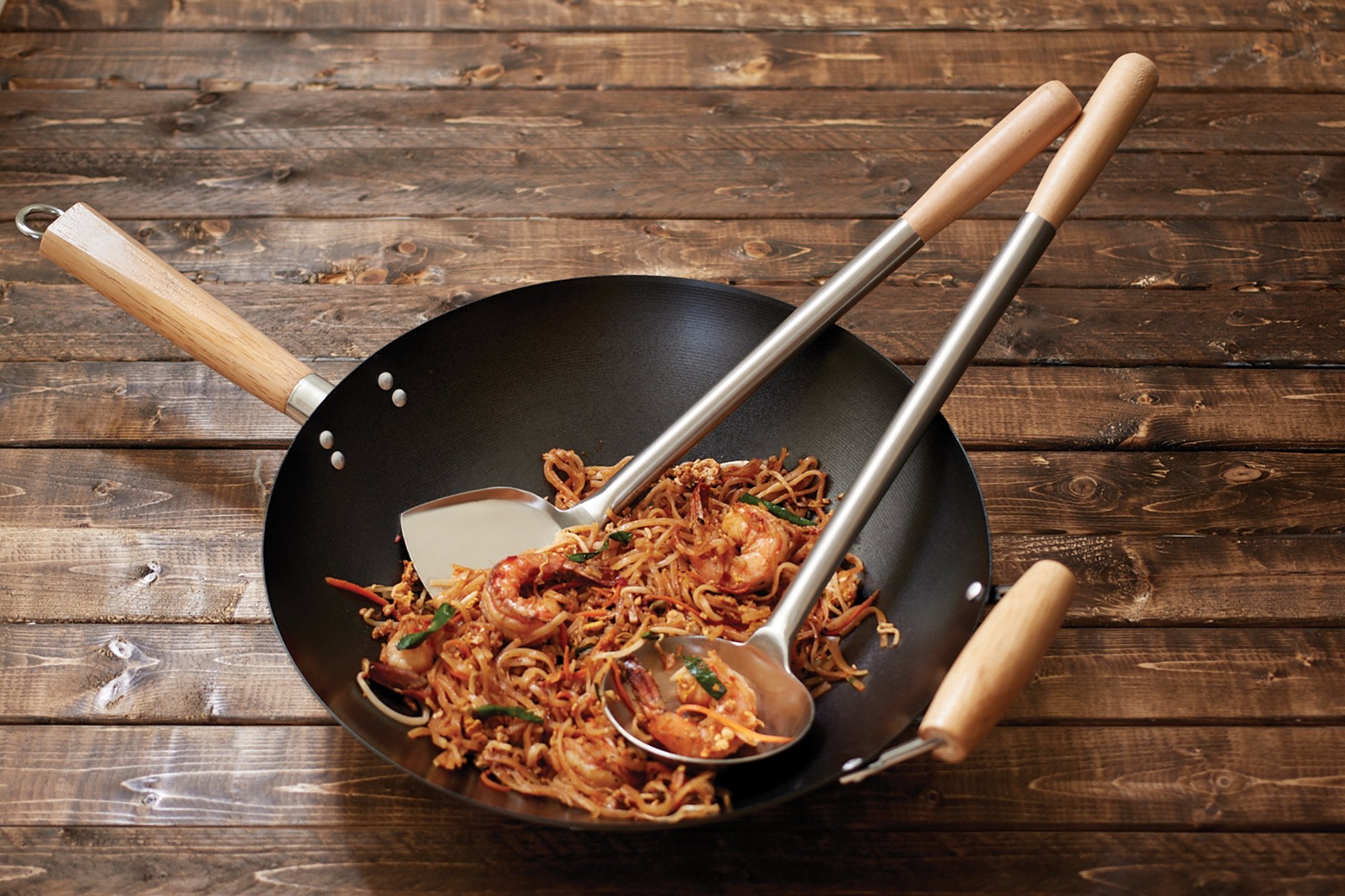 Fox Run Spatula & Ladle Wok Utensil Set, Set Of 2, Traditional Handles, Silver