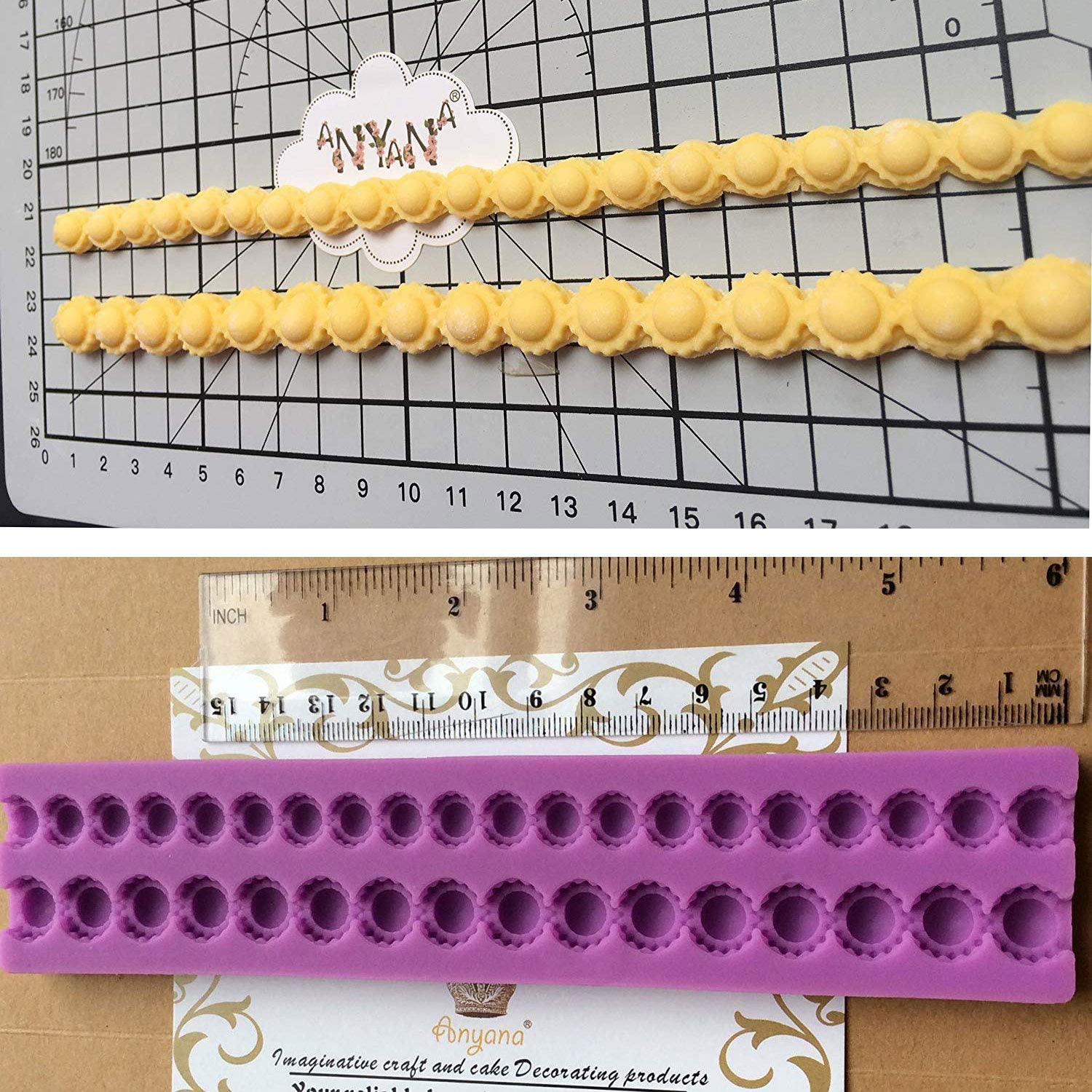 Anyana Bead Jewel Pearl Chain Rope Stone Border Mould Cake Fondant Impression Gum Paste Mold For Sugar Paste Gumpaste Cupcake De