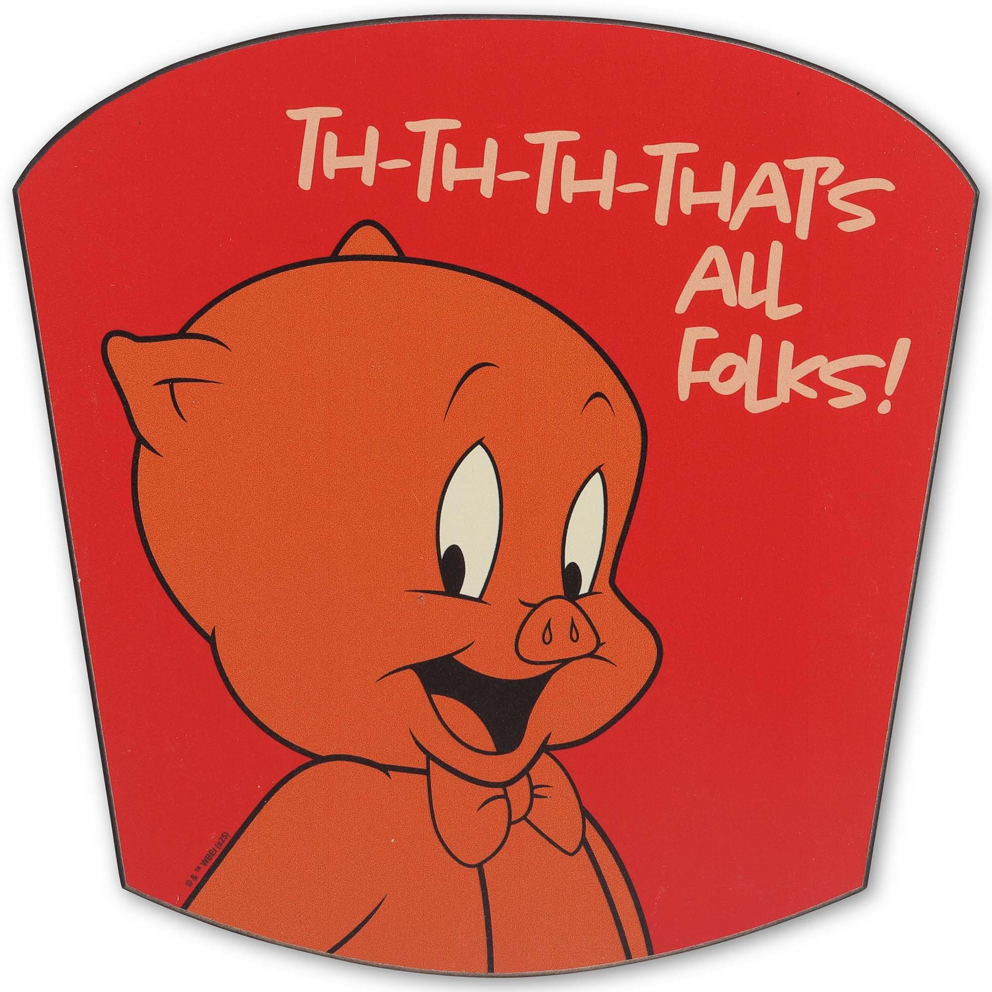 Looney Tunes Porky Pig Th-Th-Th-Thats All Folks Wood Wall Decor - Fun Porky Pig Wall Art for Home