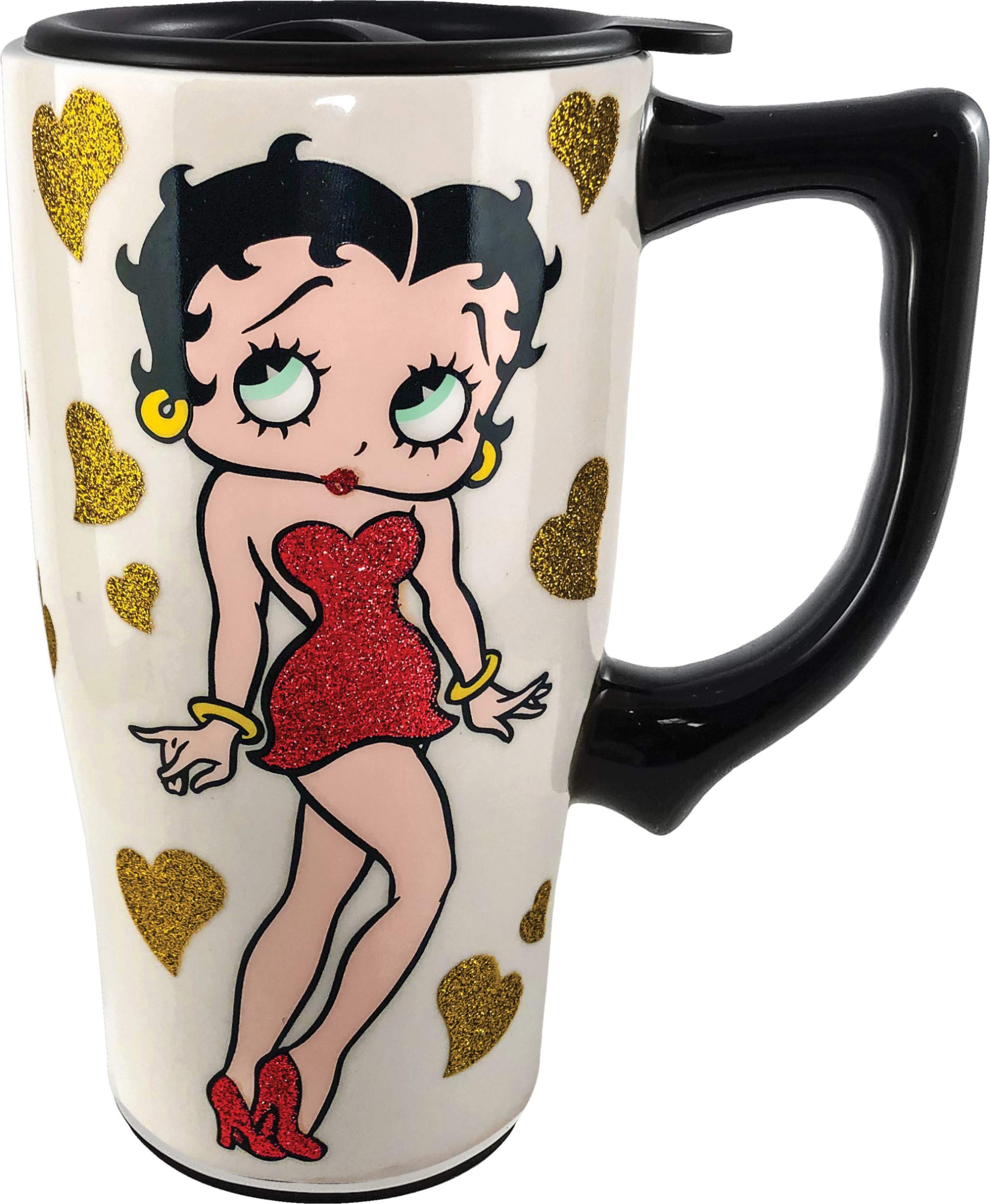 Spoontiques - Ceramic Travel Mugs -Betty Boop Cup - Hot Or Cold Beverages - Gift For Coffee Lovers