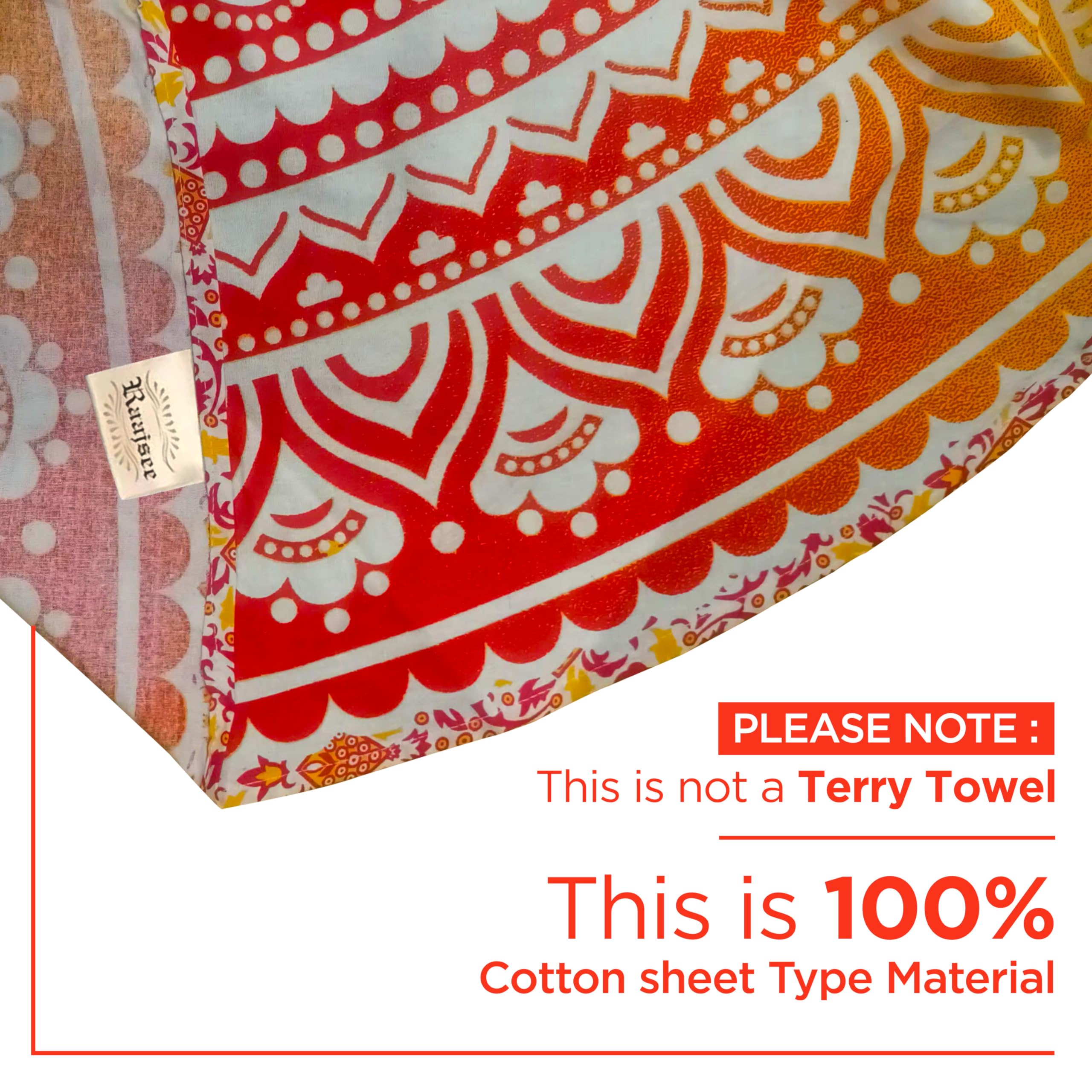 Raajsee Orange Round Beach Tapestry Hippie/Boho Beach Blanket Mandala Roundie/Indian Cotton Throw - Round Tablecloth/Home Decor/
