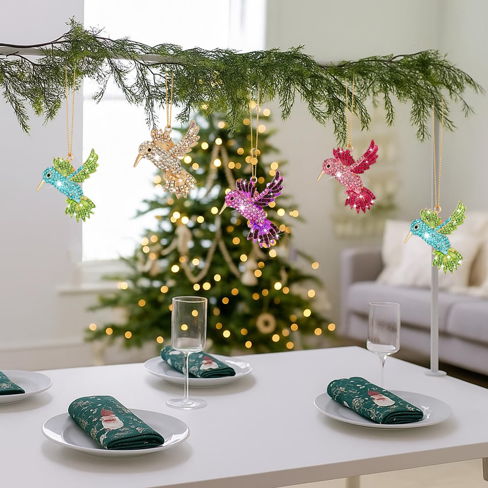 Yuntau 8 pcs Crystal Christmas Ornaments Christmas Tree Hanging Ornaments Keepsake Gifts for Women Girls Xmas Decorations Party