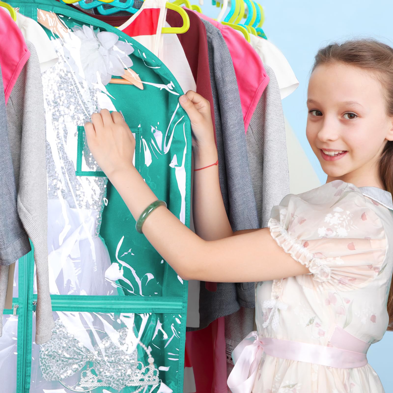 Syeeiex Clear Dance Costume Garment Bag with 3 Gussetes(2 Pack), 40 Garment Bags for Dance Costumes,Kids Dance Garment Bag wit