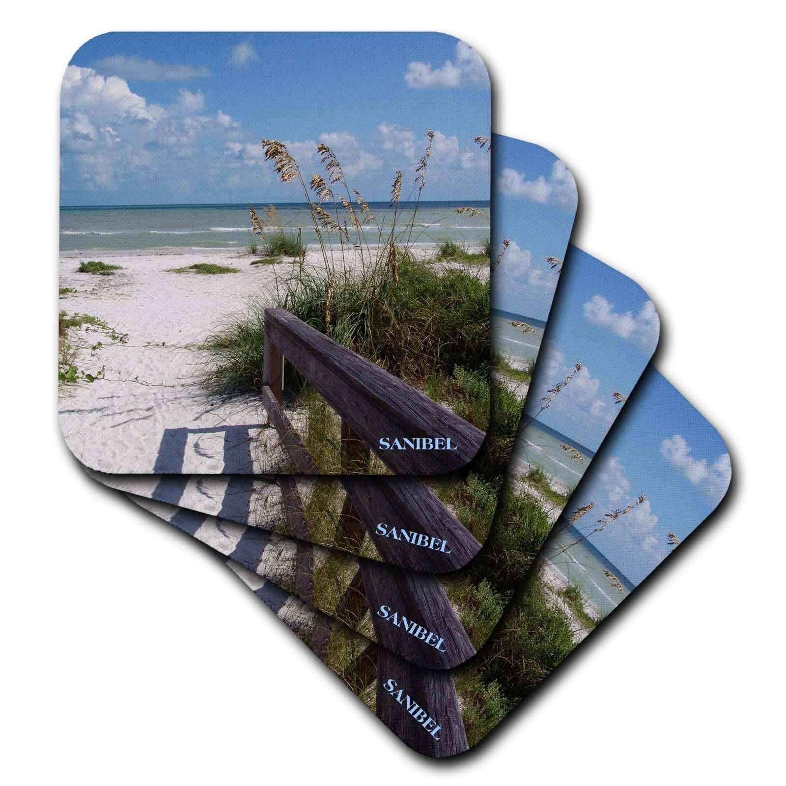 3Drose Cst_30727_1 Sanibel Beach Awaits-Soft Coasters, Set Of 4