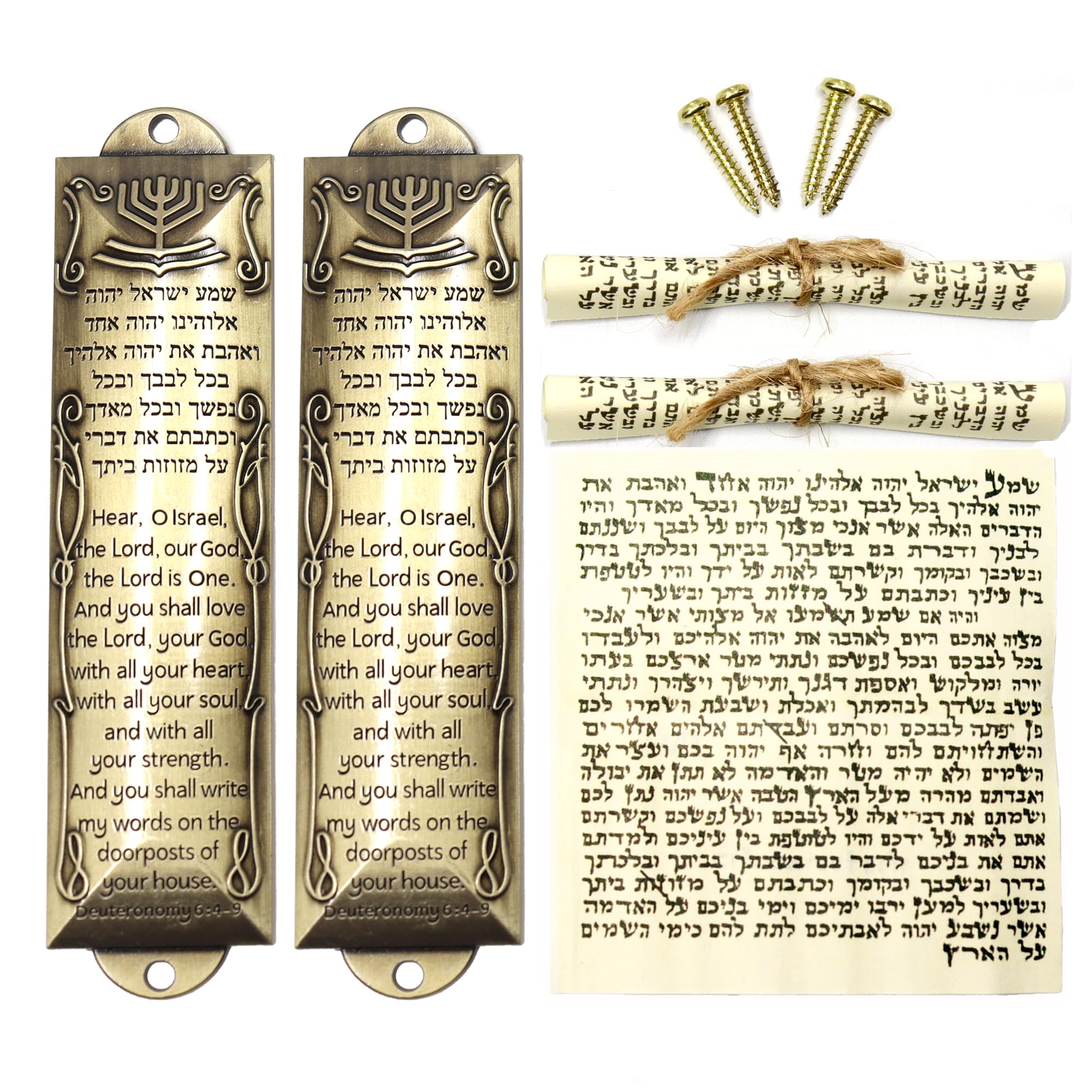 Zivosely 2-Pack Jewish Mezuzah with Scrolls for Door, Metal Mezuzah Cases with Scrolls, Mezuzah Covers with English/Hebrew House