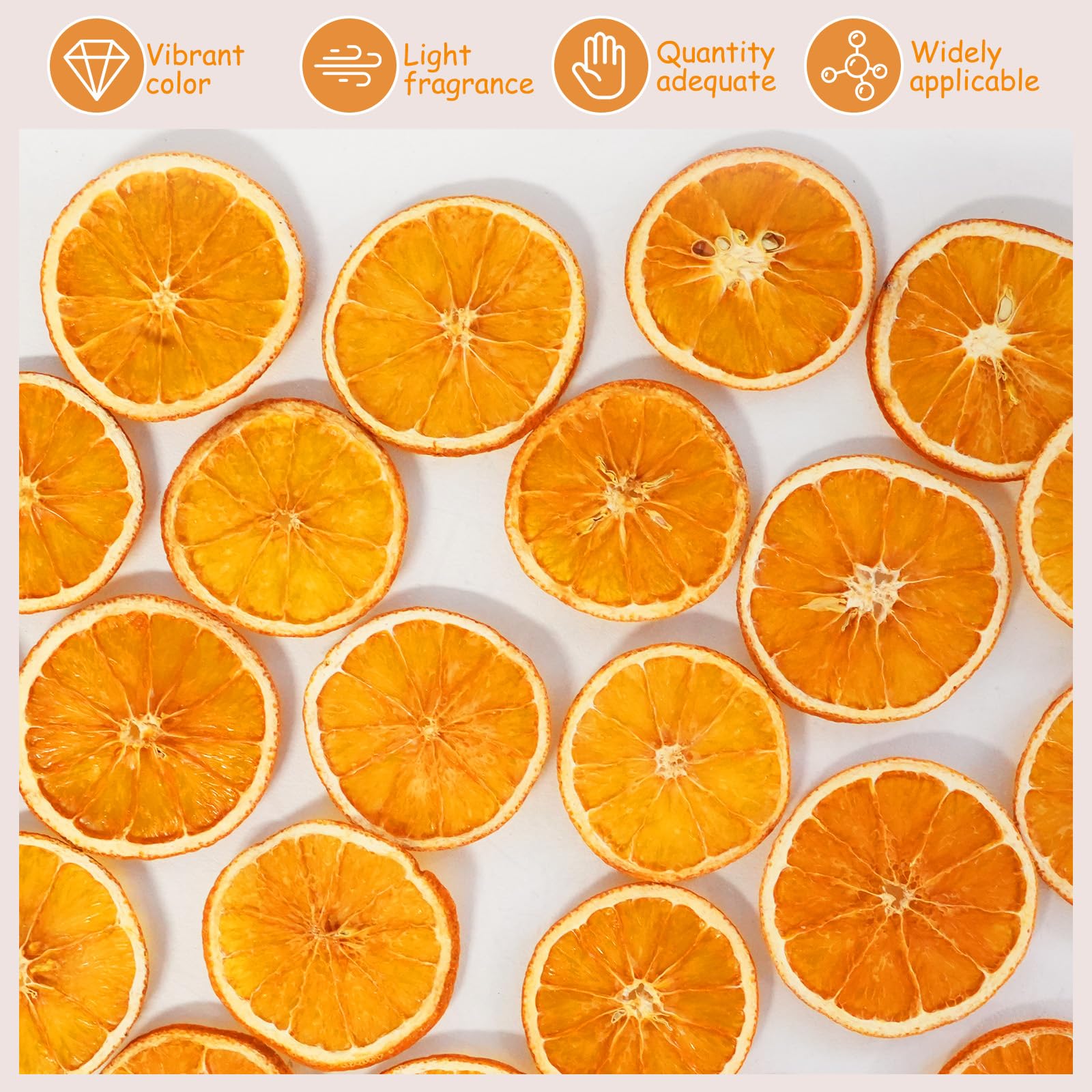 50 Pcs Dried Orange Slices, Natural Rustic Ornament for Hanging Decorations, Christmas Wreath Making Supplies with Hemp Rope, DI