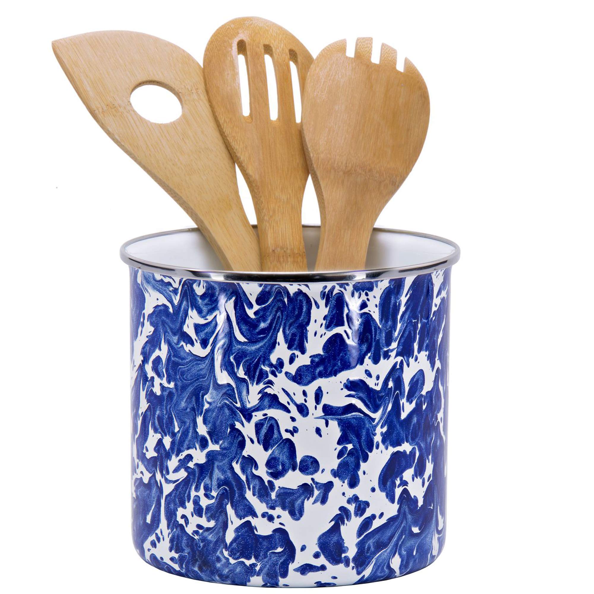 Golden Rabbit Enamelware - Utensil Holder (Cobalt Swirl)