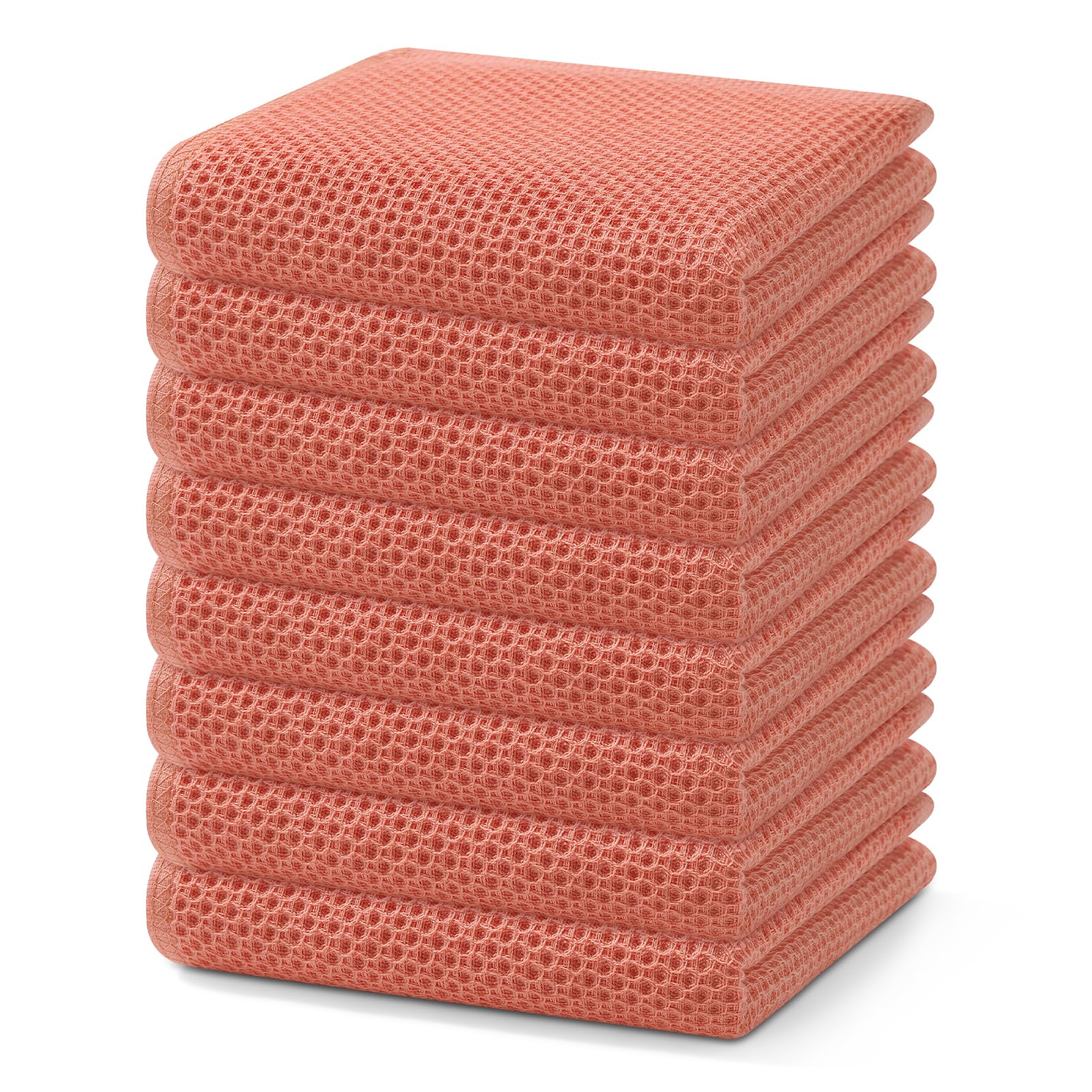 Homaxy 100% Cotton Waffle Weave Kitchen Dish Towels, Ultra Soft Absorbent Quick Drying Cleaning Towel, 13 x 28 Inches, 8-Pack, C