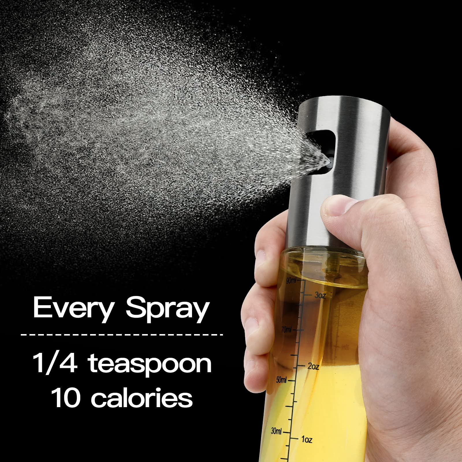 Norbase Oil Sprayer For Cooking, 2 Pack Upgraded Olive Oil Spray Bottle Mister Refillable With Scale Air Fryer Accessories For K