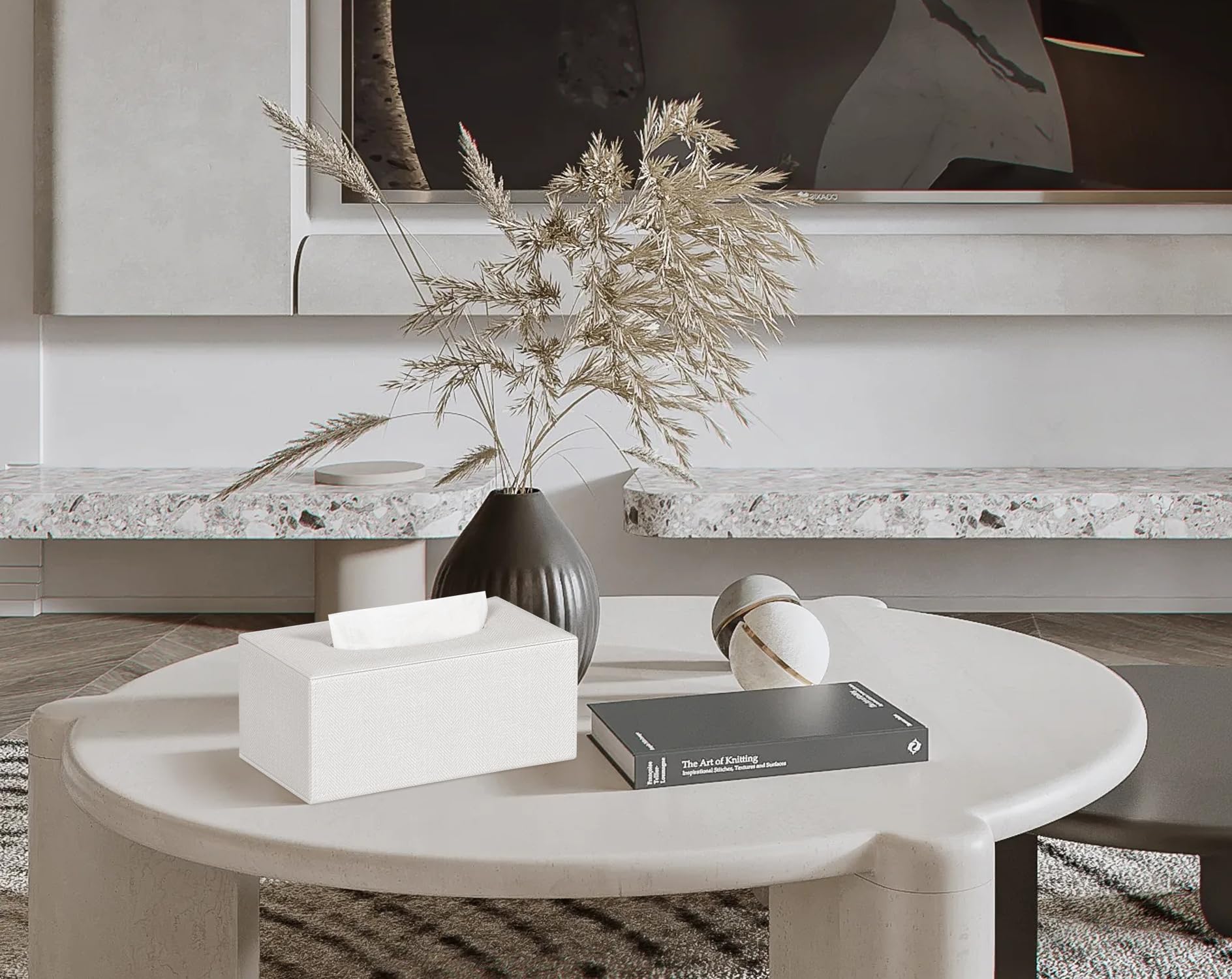 Colylan Tissue Box Cover Rectangular Tissue Box Holder For Bathroom (Beige)