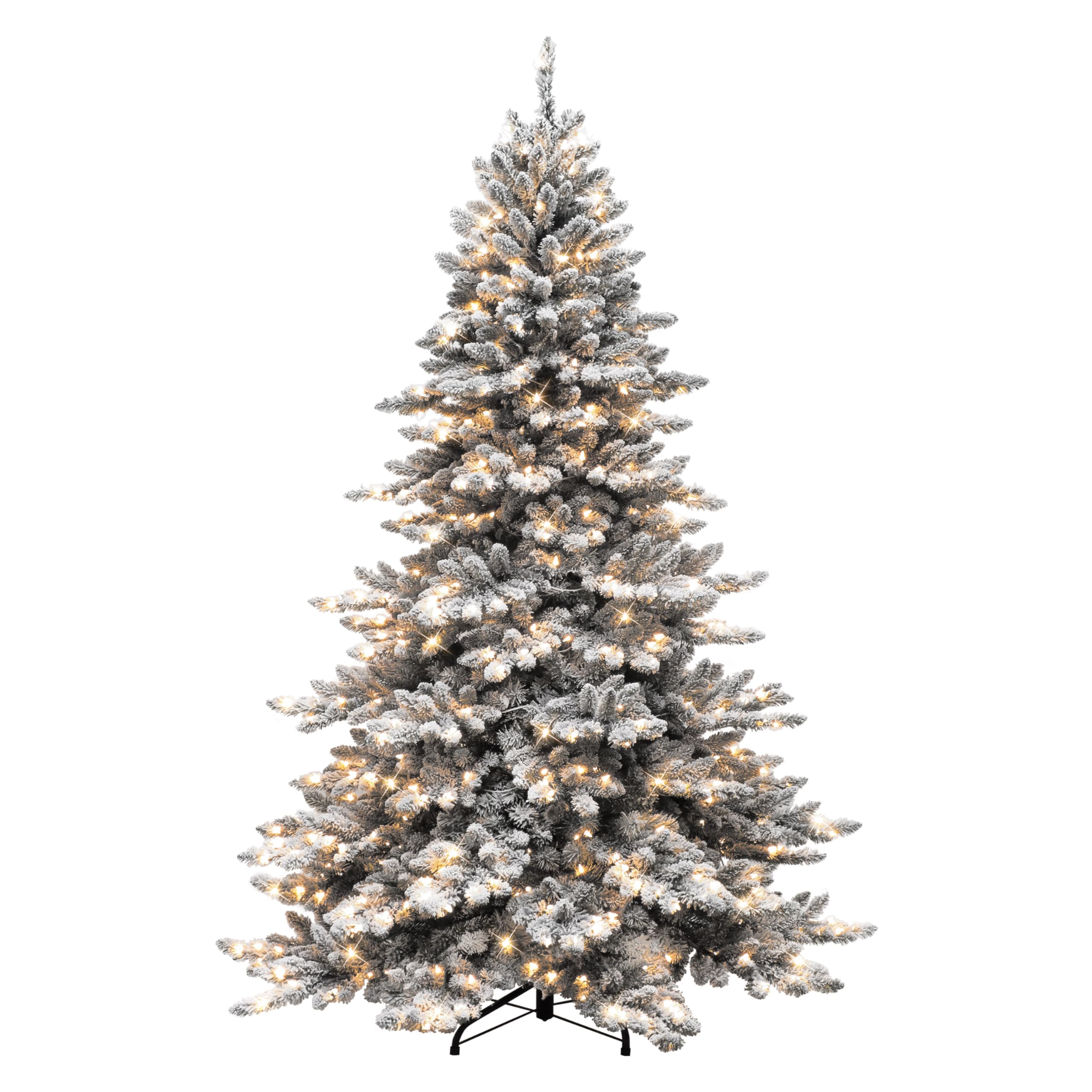 Puleo International 7.5' Royal Majestic Spruce Green Tree Flocked with 700 UL-Listed Clear PRE-Attached Lights
