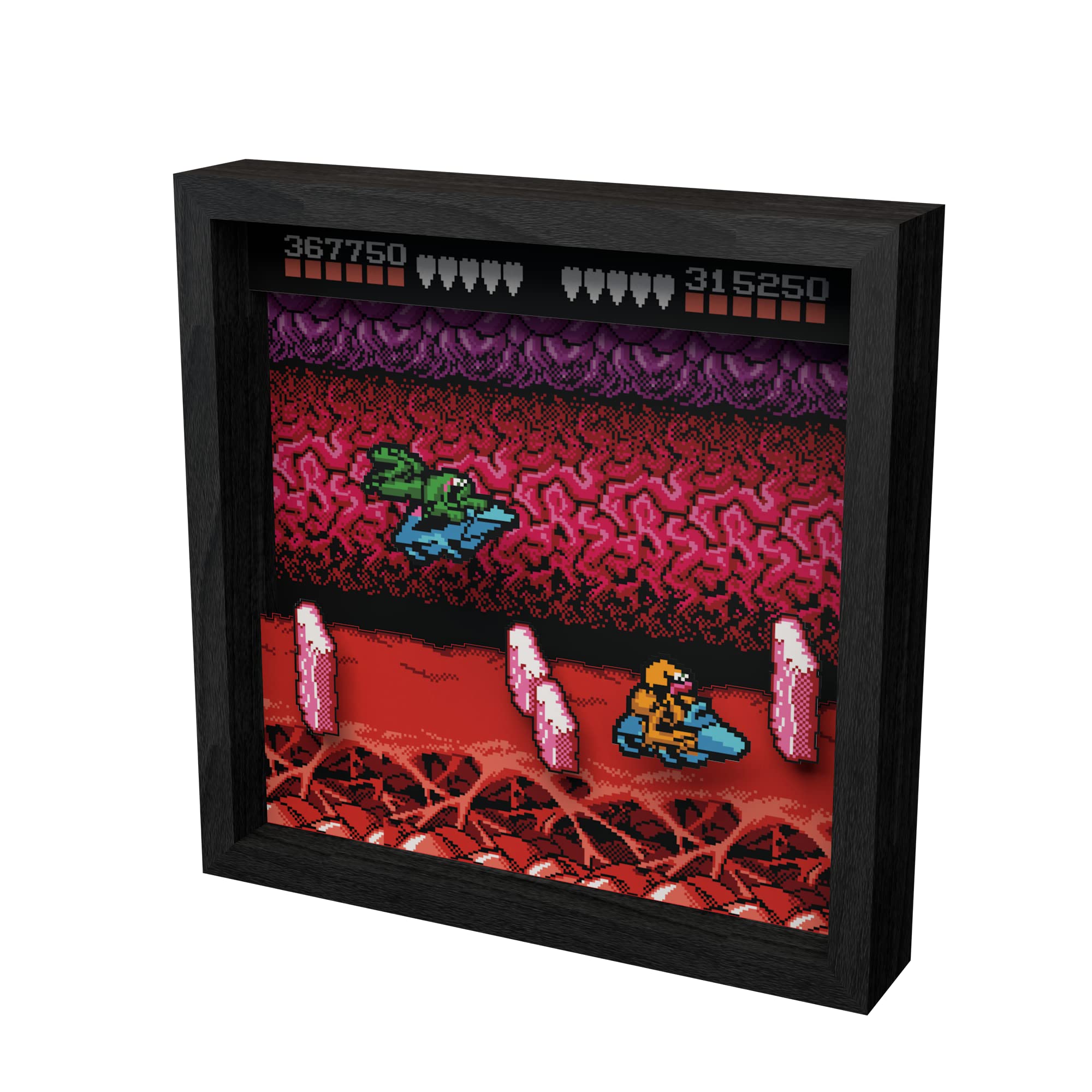 Level Up Labs Pixel Frames: Battletoads - Nes Turbo Tunnel - 3D Shadow Box - Framed Decor For Wall, Home, Shelf Display, Game Po