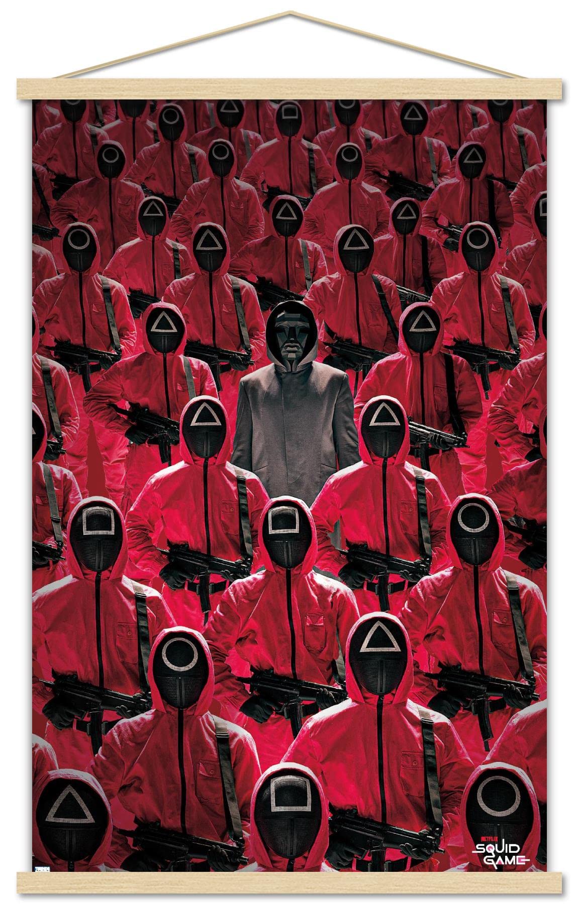 Trends International Netflix Squid Game - Key Art Wall Poster, 22.375'' X 34'', Premium Print And Beechwood Hanger Bundle