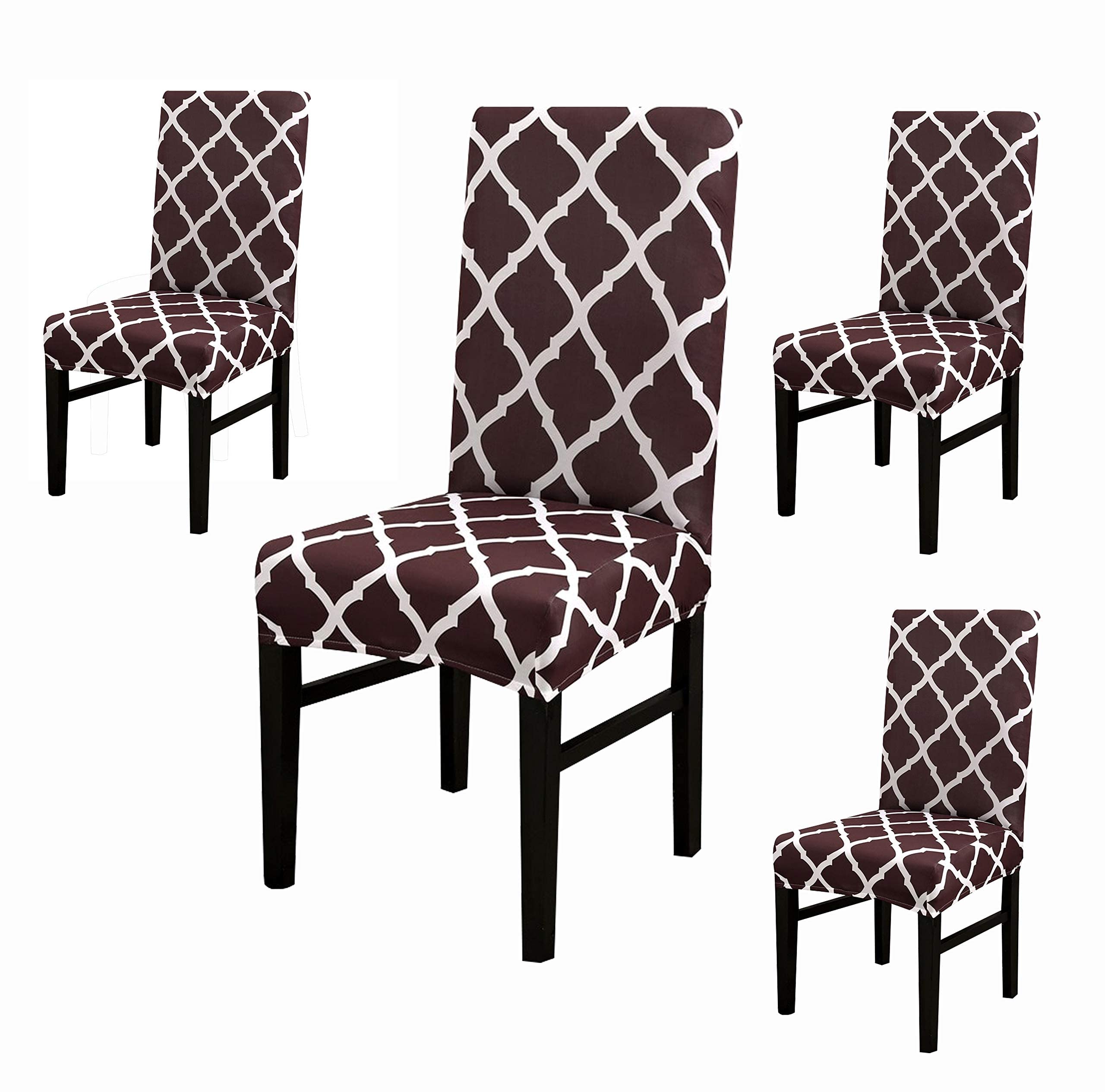 House Of Quirk Polyester Elastic Chair Cover Stretch Removable Washable Short Dining Chair Cover Protector Seat Slipcover - Brow