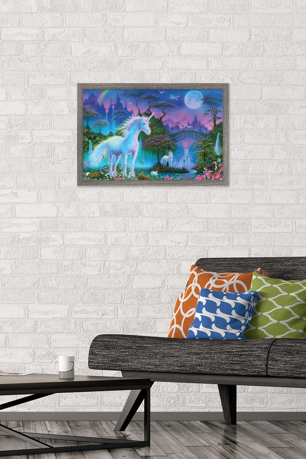 Trends International Unicorn Meadow Wall Poster, 14.725'' X 22.375'', Barnwood Framed Version