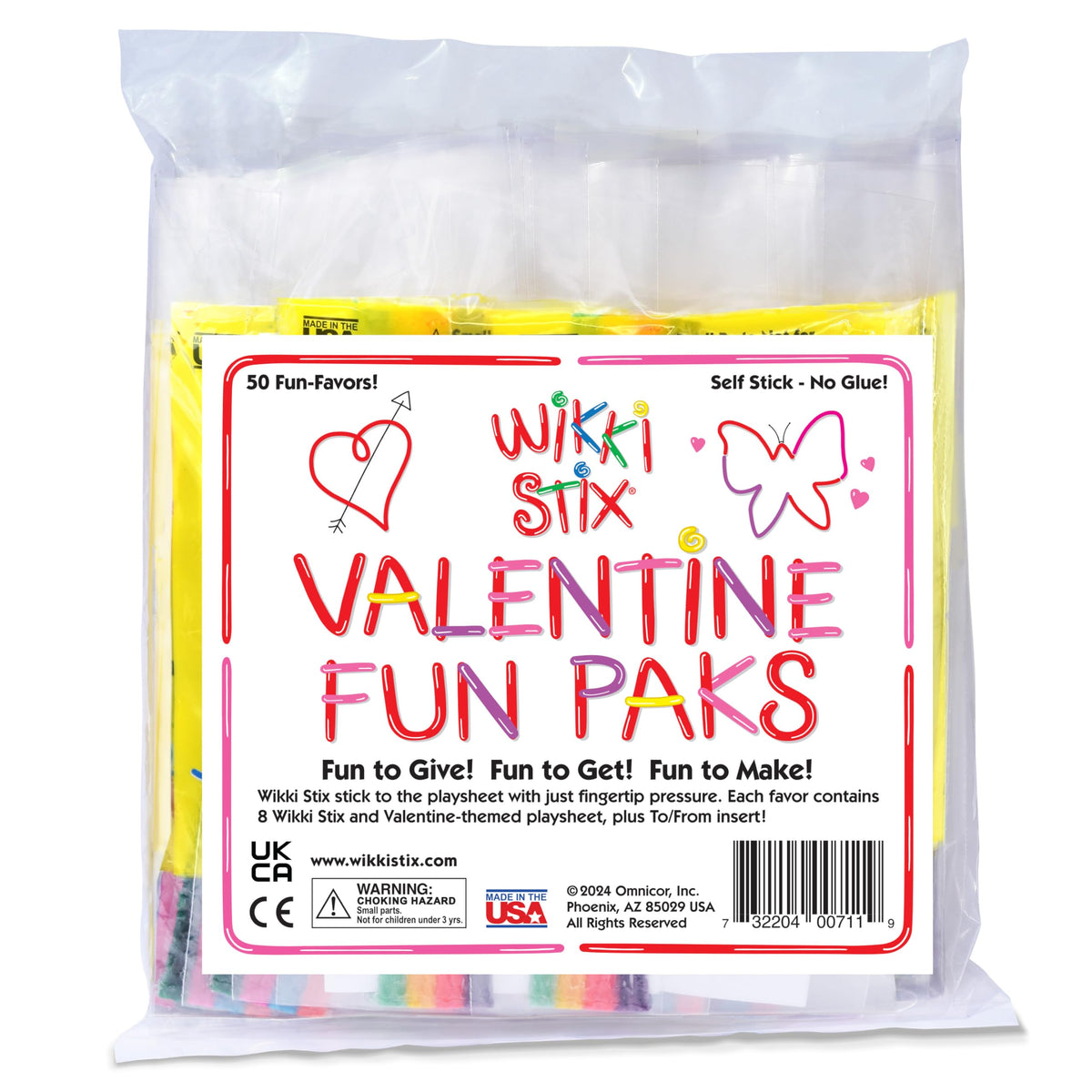 Wikki Stix Valentine'S Fun Favors 50 Pak. Valentine'S Gifts For Kids And Kids Classroom Gift Bags. 50 Individually Packaged Paks