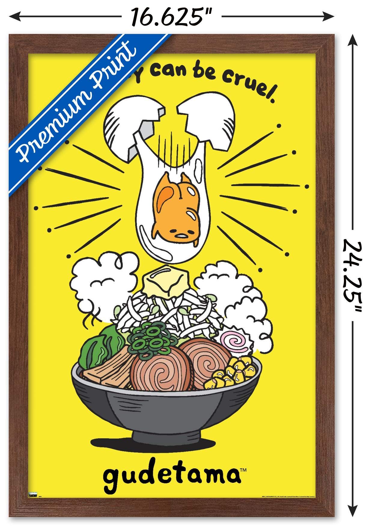Trends International Gudetama - Gravity Wall Poster, 14.725'' X 22.375'', Mahogany Framed Version