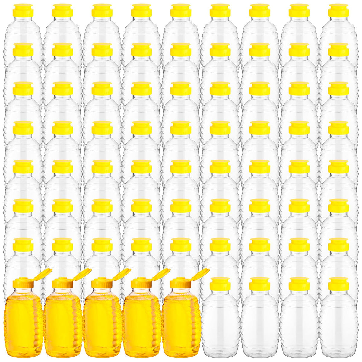 Tanlade 72 Pcs Honey Bottles Bulk 8 Oz Plastic Clear Squeeze Honey Jars Empty Honey Container, Refillable Honey Dispenser Bottle