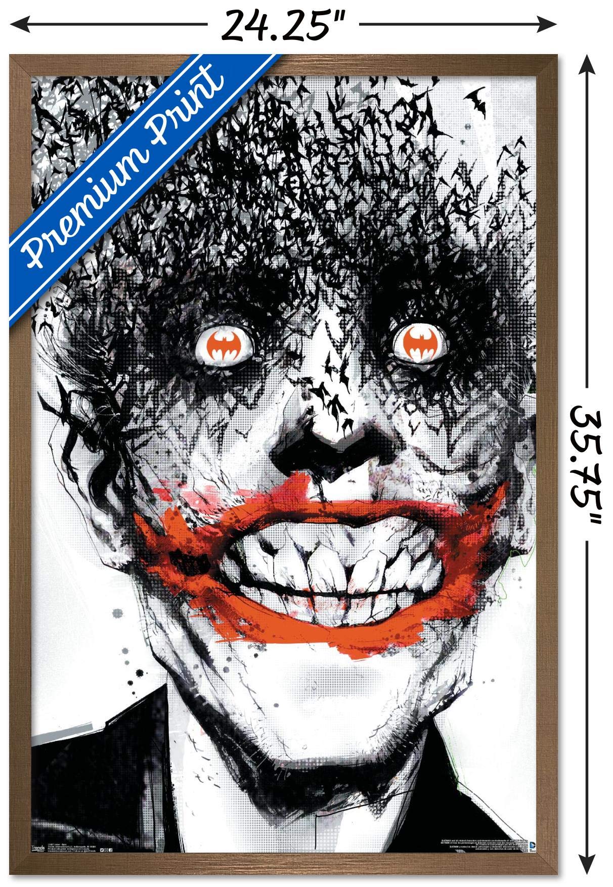 Trends International Dc Comics - The Joker - Bats Wall Poster, 22.375'' X 34'', Bronze Framed Version