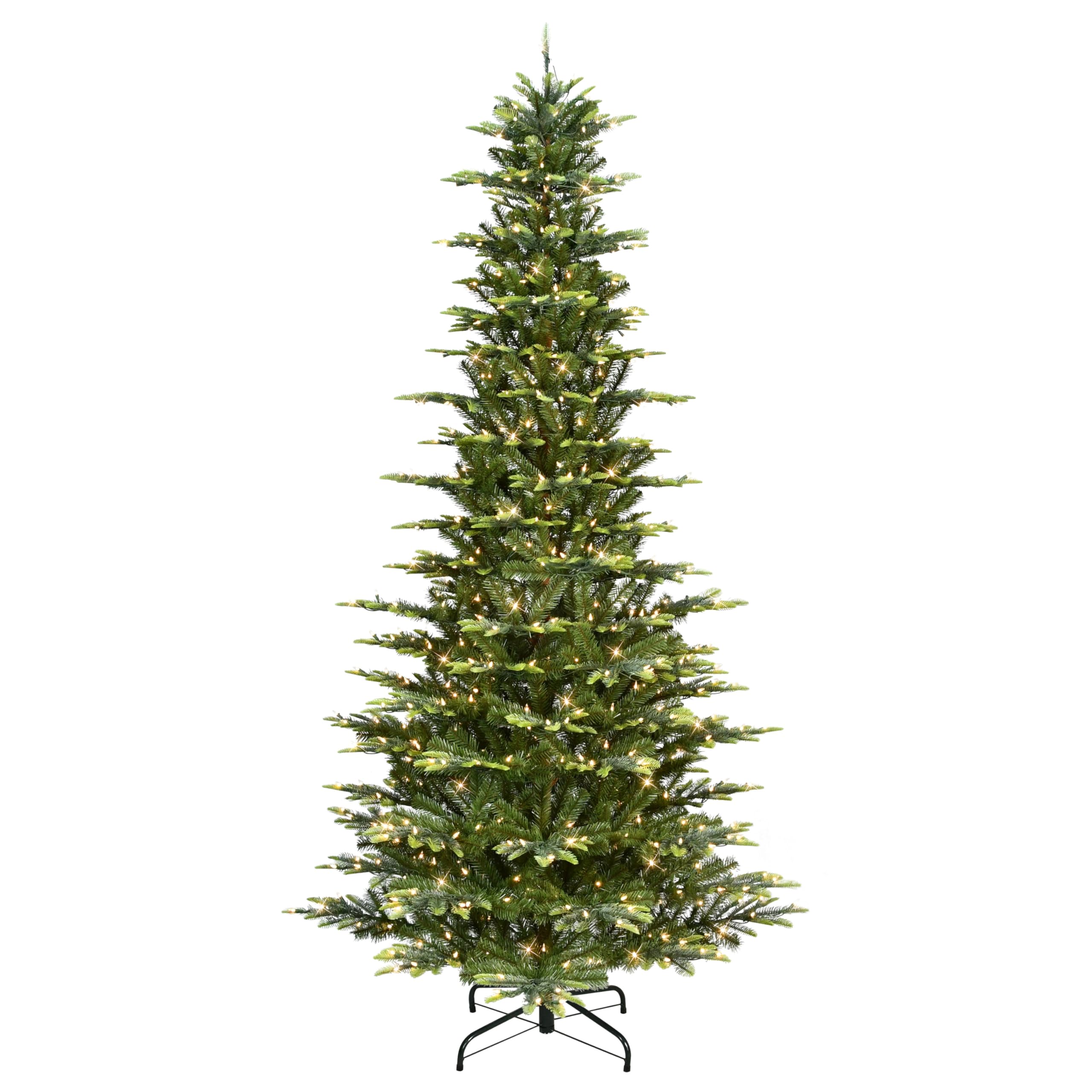 Puleo International 9ft Pre-Lit Slim Aspen Fir Artificial Christmas Tree with 700 Clear Lights, 1451 Realistic Dense Branch Tips