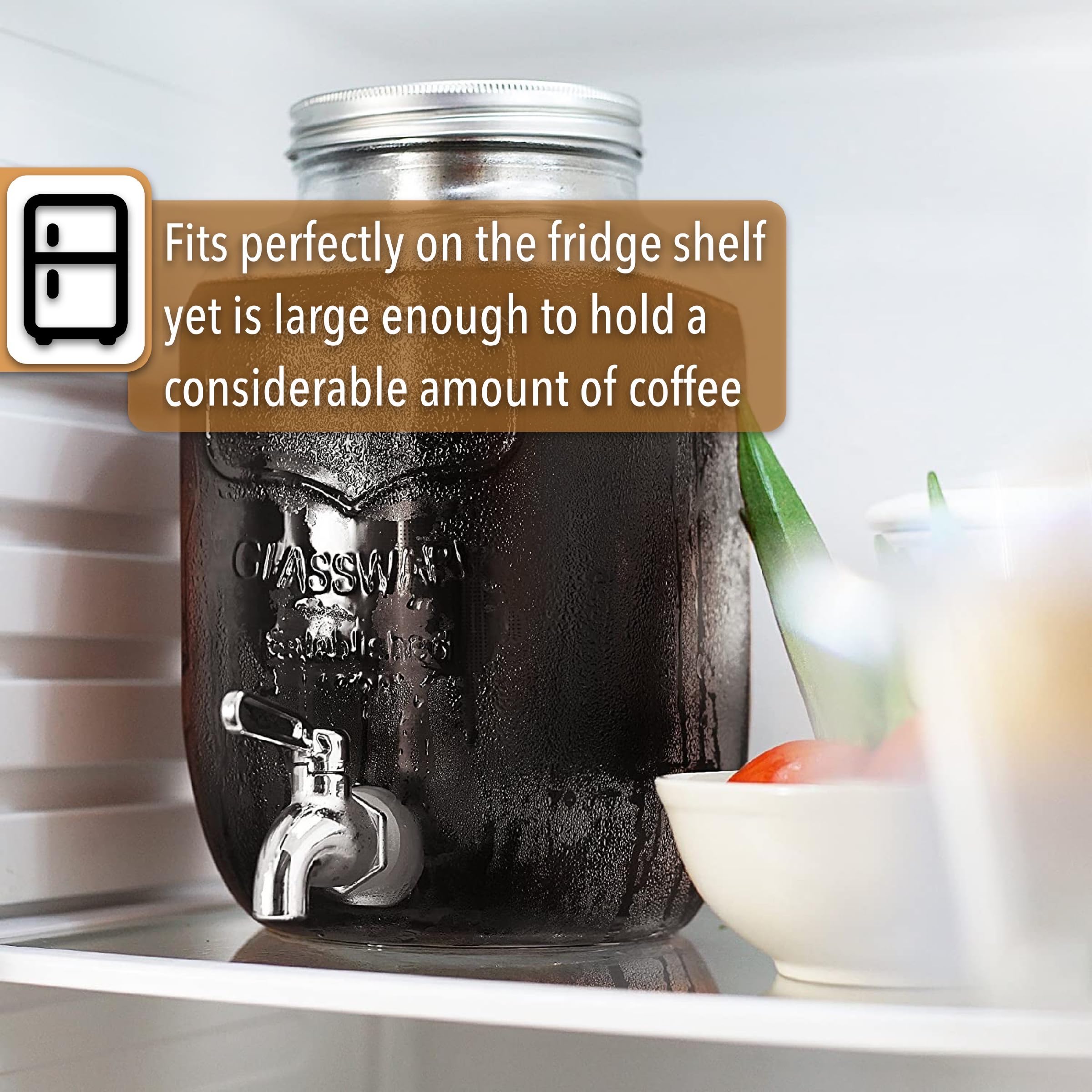 Btat- Cold Brew Coffee Maker, 1 Gallon, Black, Mason Jar Cold Brew Maker, Cold Brewer Coffee Maker, Cold Brew Mason Jar Coffee M