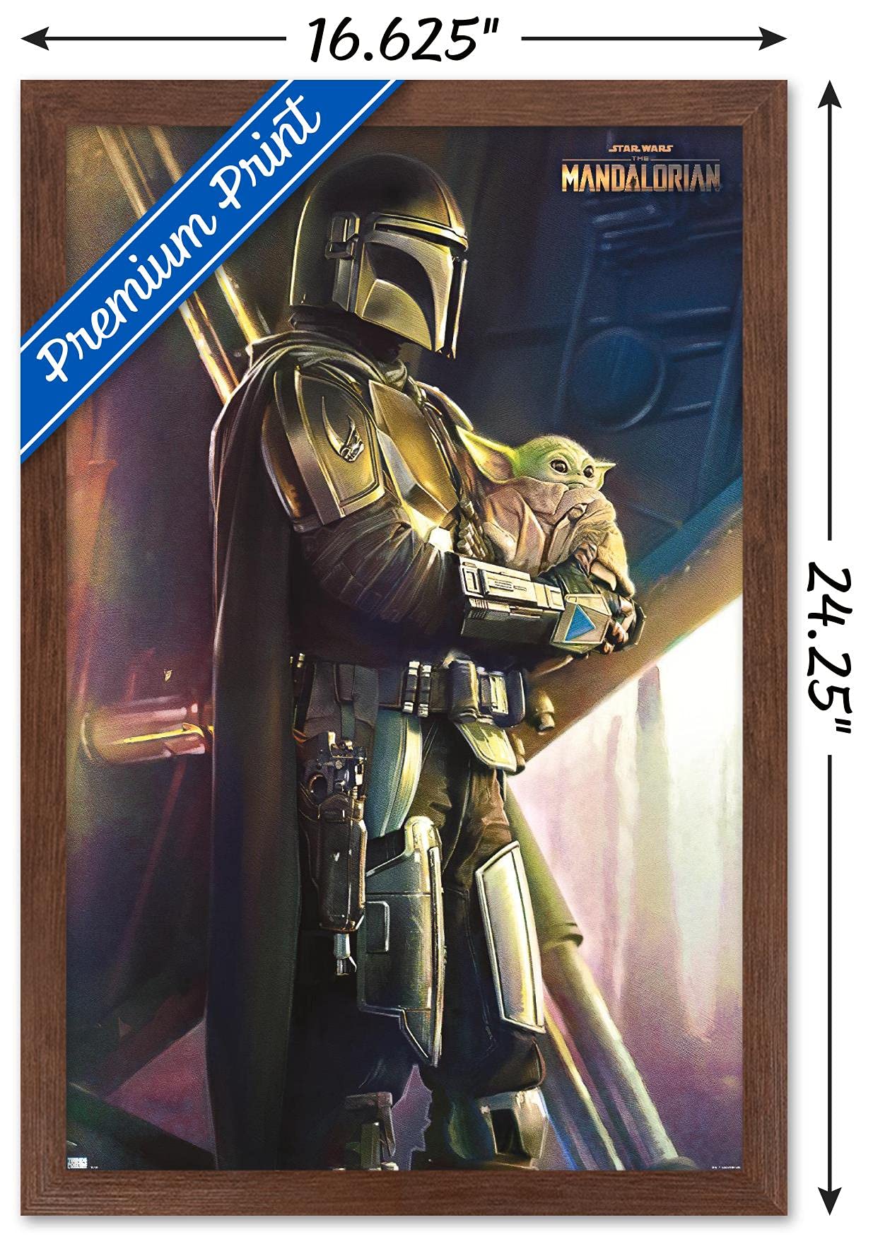 Trends International Star Wars: The Mandalorian - Held Wall Poster, 14.725'' X 22.375'', Mahogany Framed Version