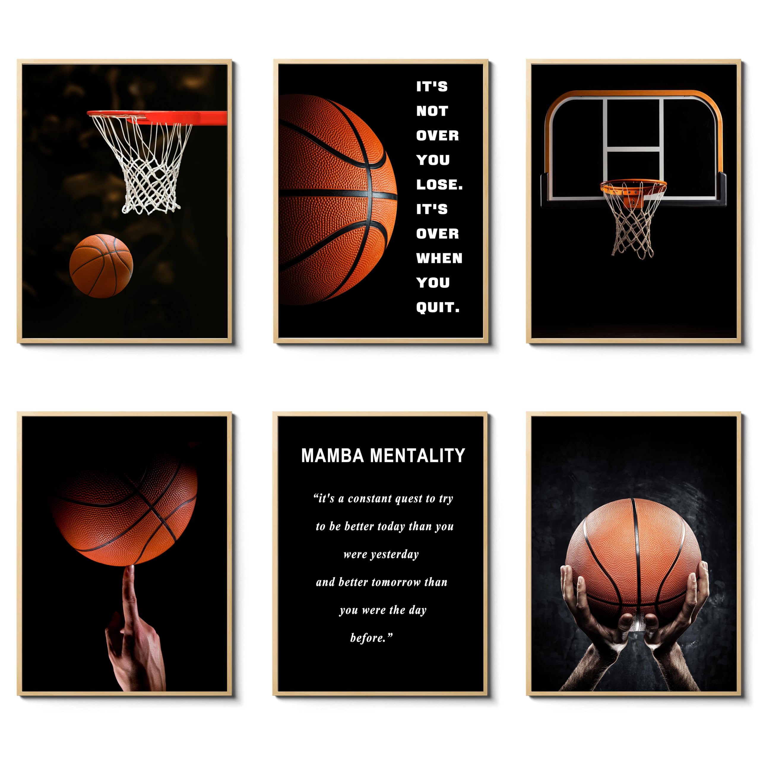 Basketball Wall Art Inspirational Sports Theme Painting Picture Wall Decor Black White Basketball Motivational Quotes Poster Pri