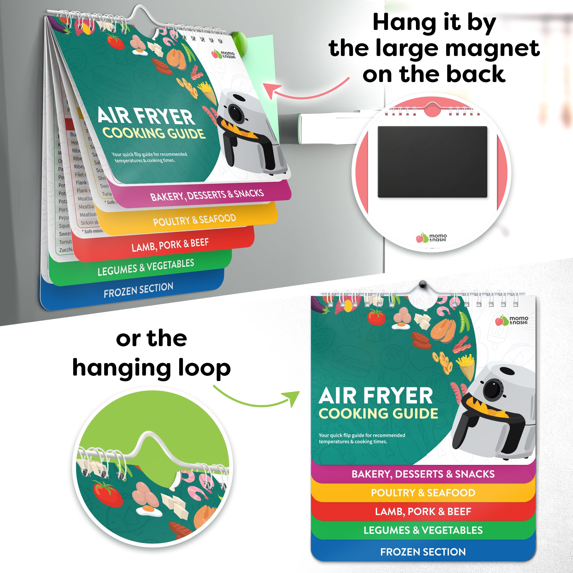 Air Fryer Cheat Sheet Magnets Cooking Guide Booklet - Air Fryer Magnetic Cheat Sheet Set Cooking Times Chart - Cookbooks Air Fry
