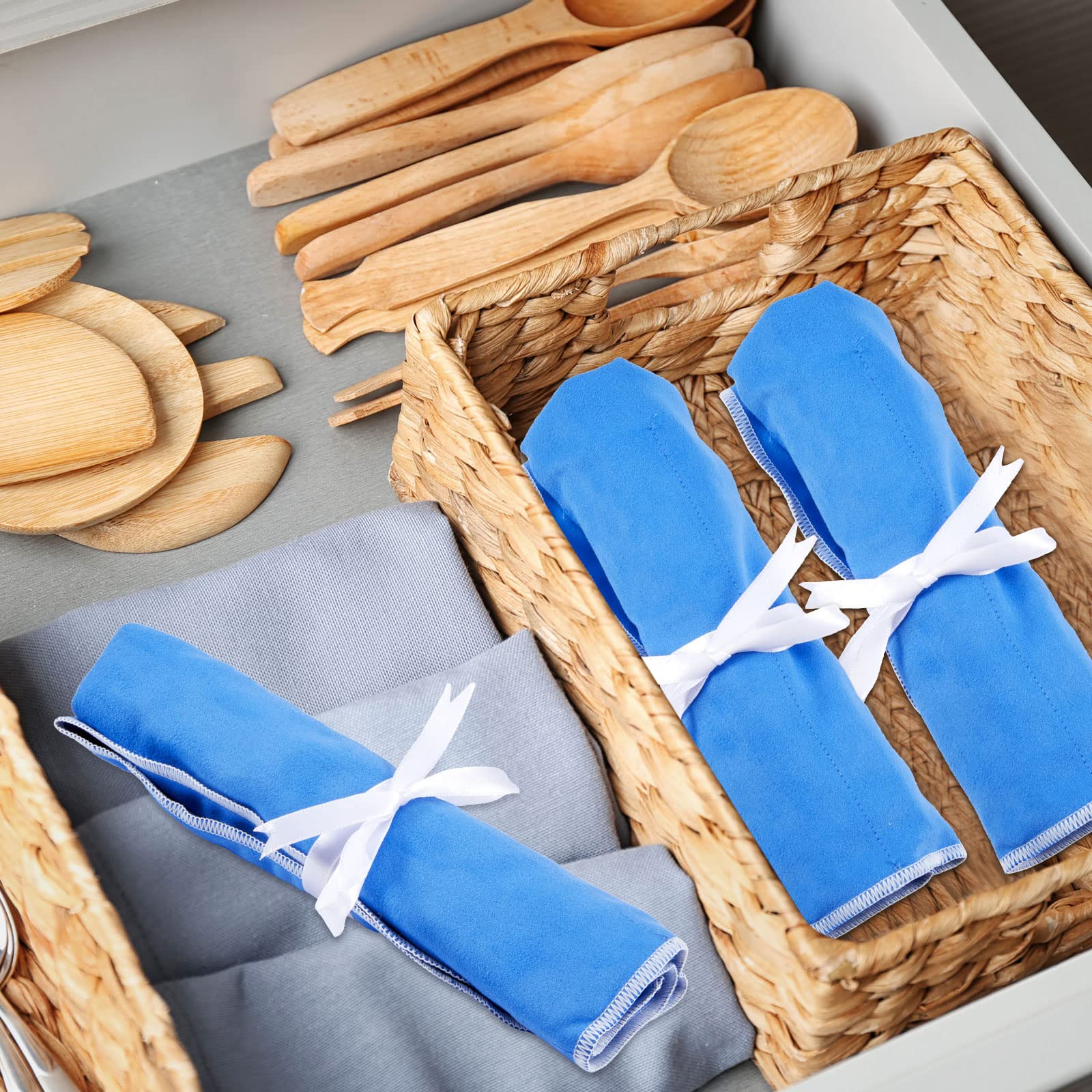 Silver Storage Bags Anti Tarnish Silver Protector Bags Blue Holder For Silverware Flatware Storage Organizer Silver Storage Clot