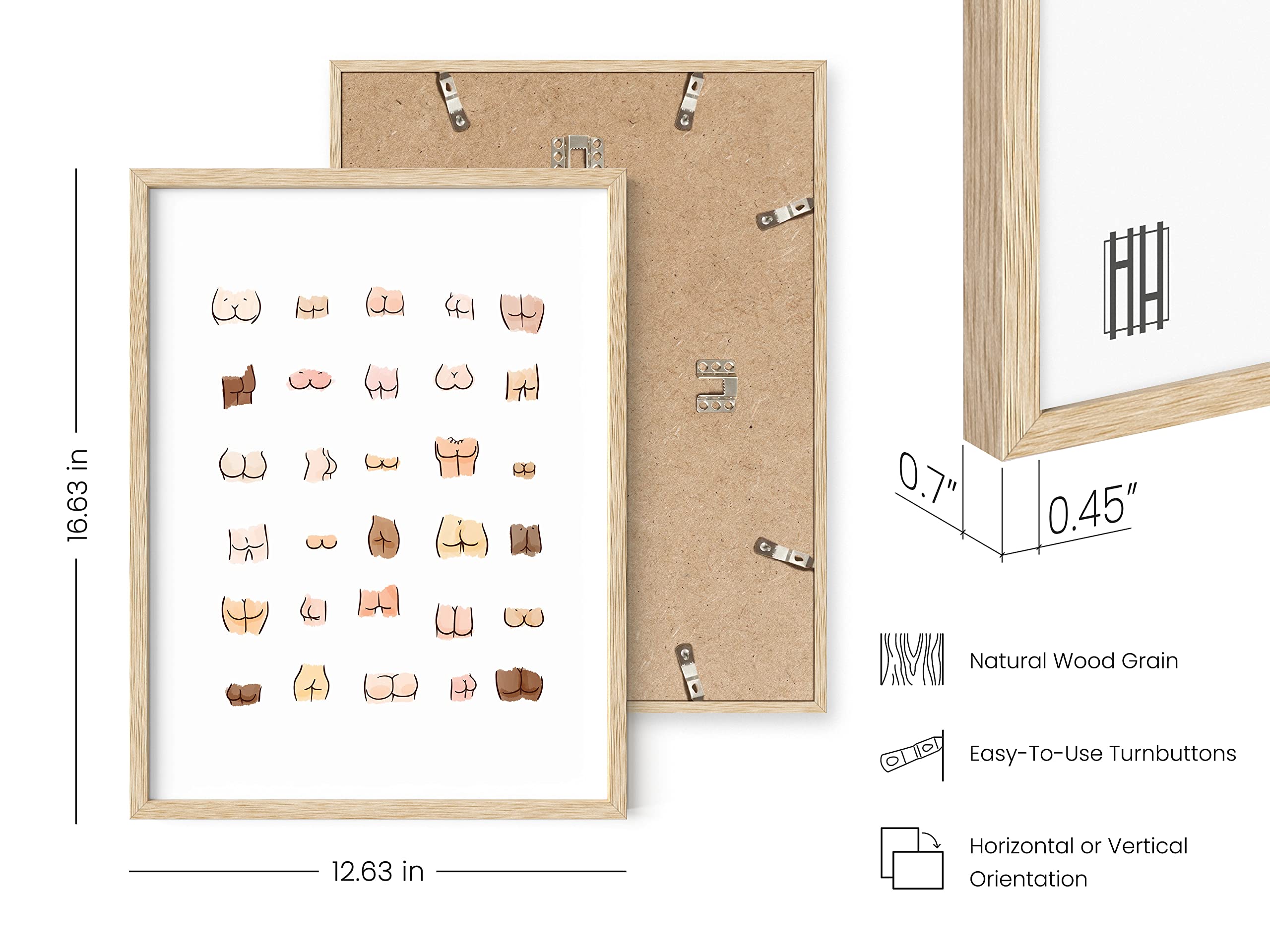 Haus And Hues Funny Bathroom Art - Funny Bathroom Decor, Butts Collage Cute Bathroom Decor Art Print, Funny Bathroom Sign, Funny