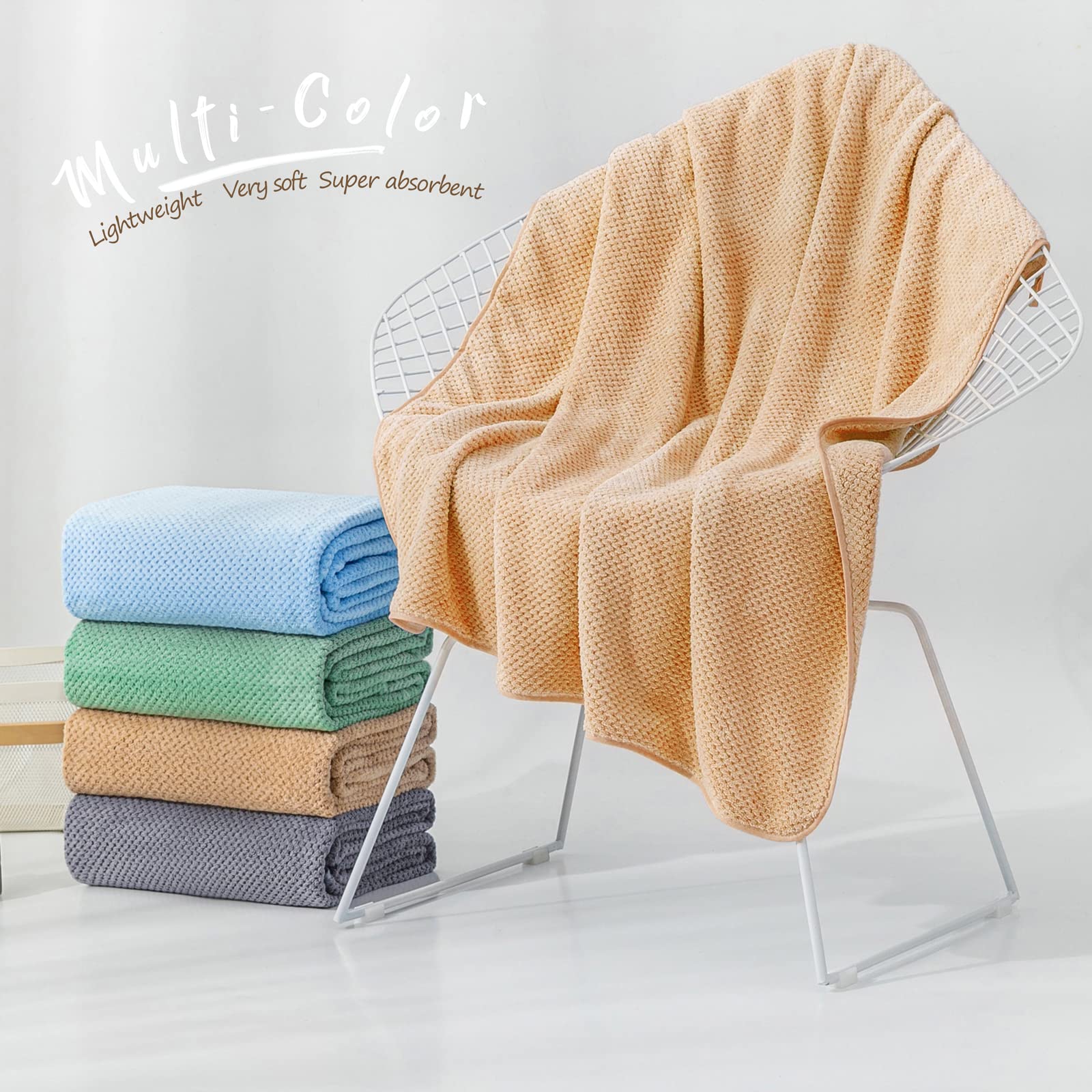 Olester Microfiber Bath Towel Set Brown 2 Pack-35'' X 70'' Bath Towels For Shower Pool Beach Bathroom Super Absorbent Soft Quick