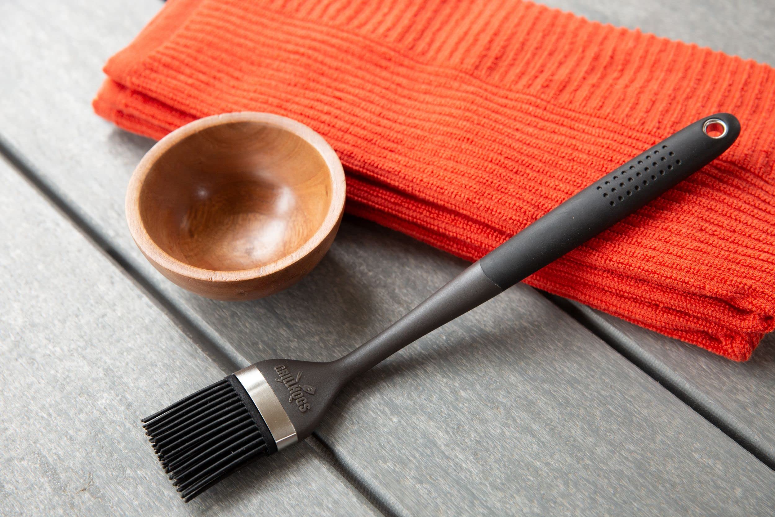 Grillhogs Silicone Sauce Basting Brush, Premium Soft Touch Handles, Pastry And Oil Brush & Barbecue Grilling, Dishwasher Safe &