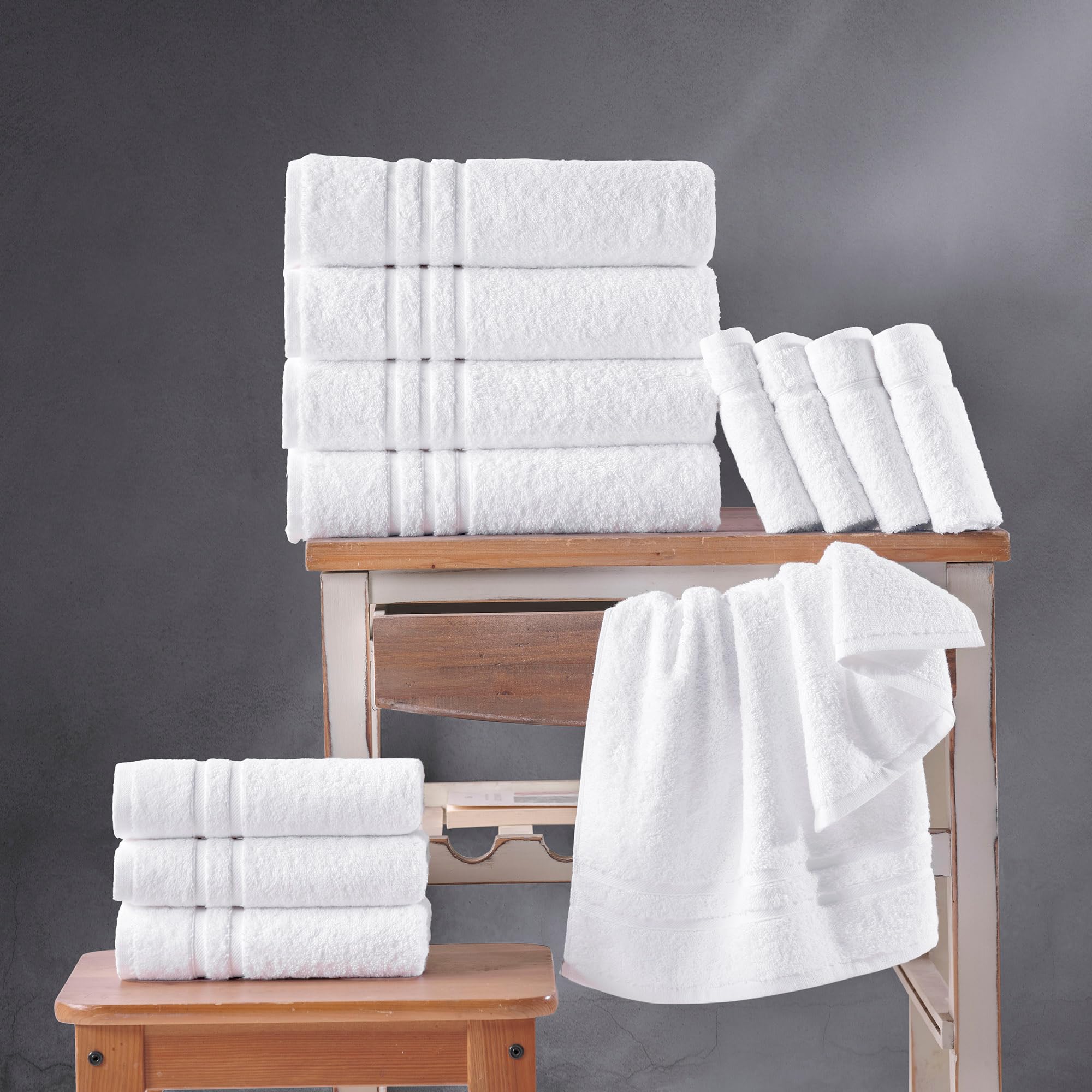 Hammam Linen White Bath Towels 4-Pack - 27x54 Soft and Absorbent  Premium Quality Perfect for Daily Use 100% Cotton Towel 600 GSM