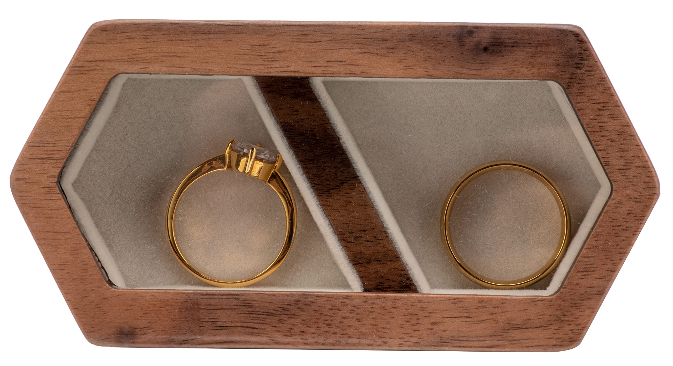 Cosiso Engagement Wooden Ring Box For 2 Rings, Portable Wedding Ring Box For Wedding Ceremony Proposal