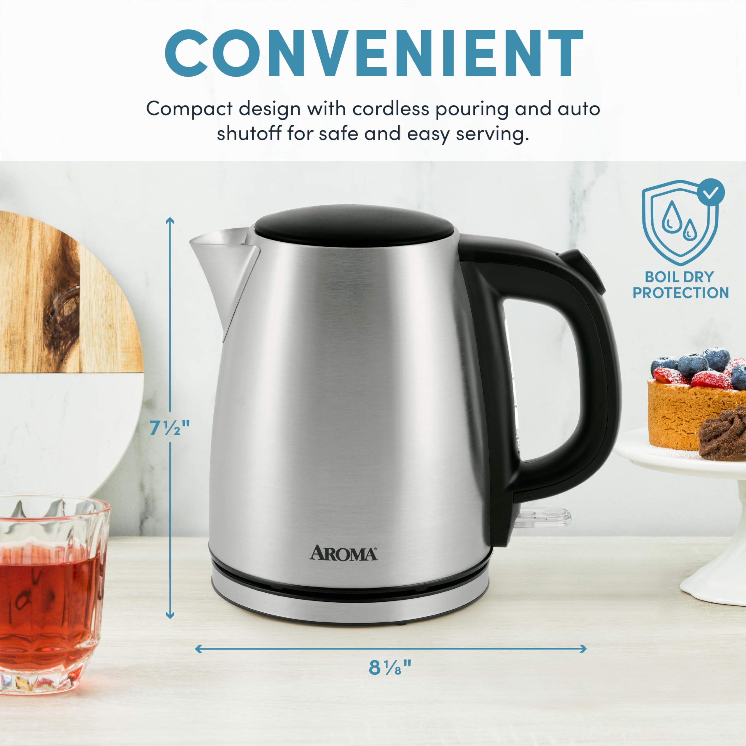 Aroma Housewares Housewares 1.0L / 4-Cup Stainless Steel Electric Kettle (Awk-267Sb)