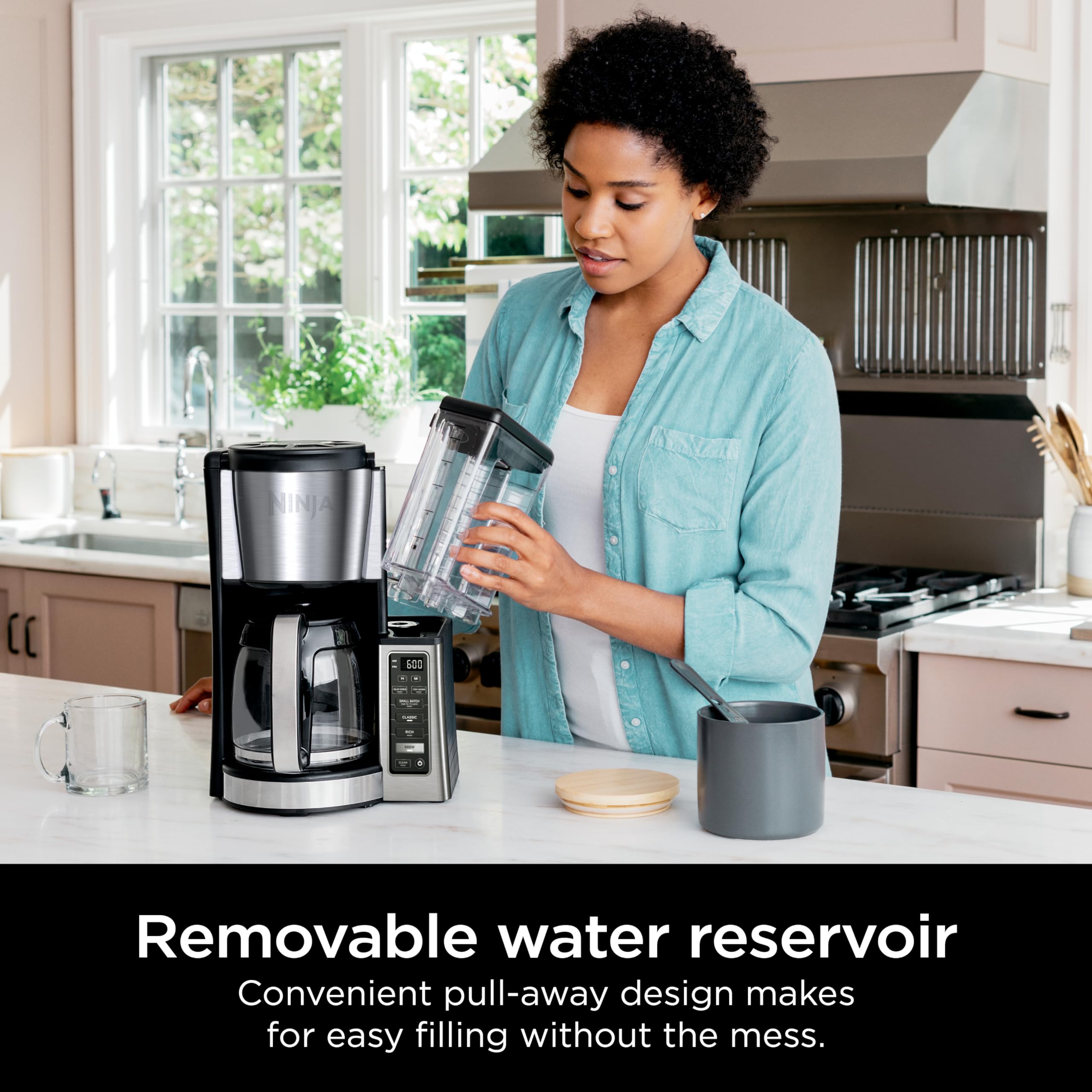 Ninja 12-Cup Programmable Coffee Brewer, Glass Carafe, Adjustable Warm Plate, Stainless Steel, Model CE251