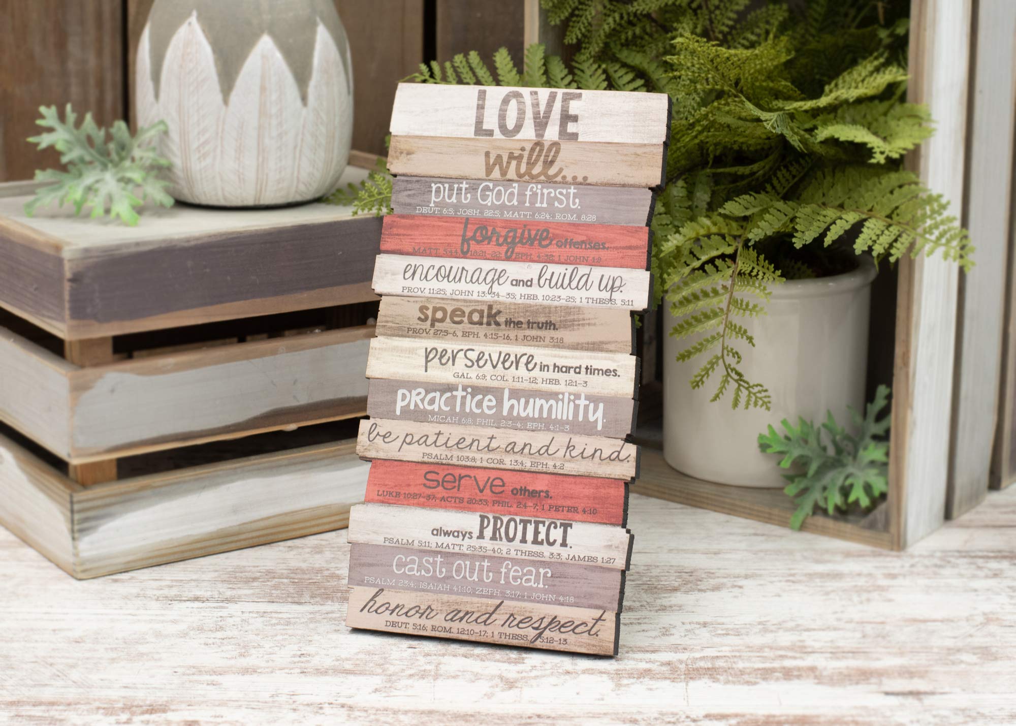 Lighthouse Christian Products Love Will Put God First Rustic Stacked Pallet 5 X 10 Wood Plaque