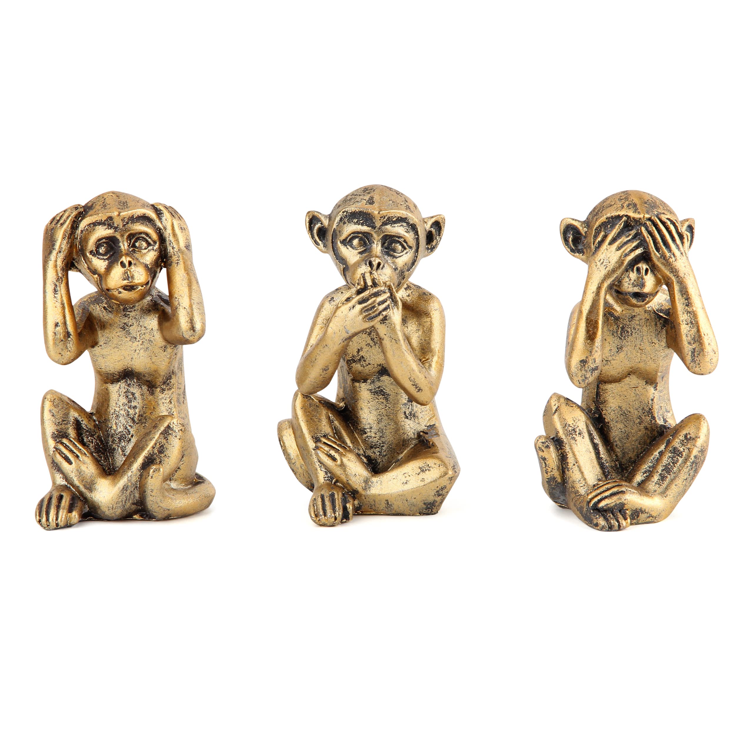 Leekung 3 Wise Monkeys Statue for Home Decor Accents,Hear no Evil See no Evil Speak no Evil Figurine for Living Room Boho Desk G