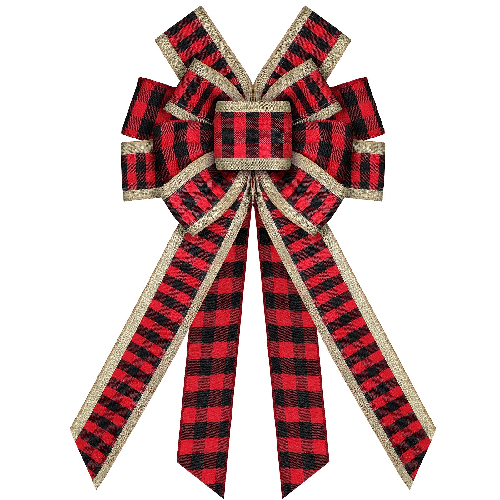 Christmas Bow Large Buffalo Plaid Bow Christmas Wreath Bow Xmas Checkered Bow Holiday Christmas Bows for Christmas Tree Crafts D