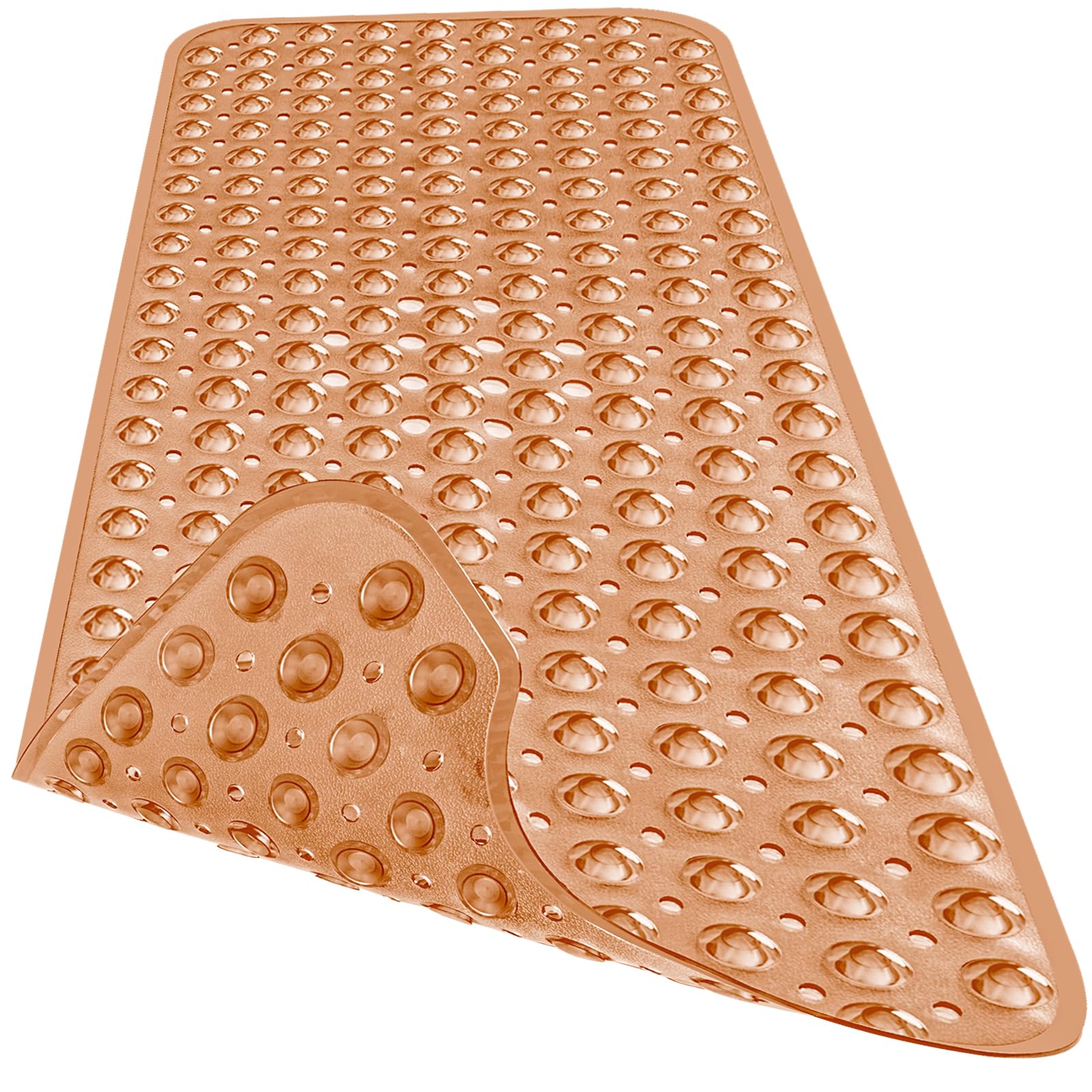 Naoloture Extra Long Bathtub Mat Non Slip, Clear Brown Soft Bath Mat For Tub 40 X 16 Inch Full Size, Bath Tub Shower Mats For Ba