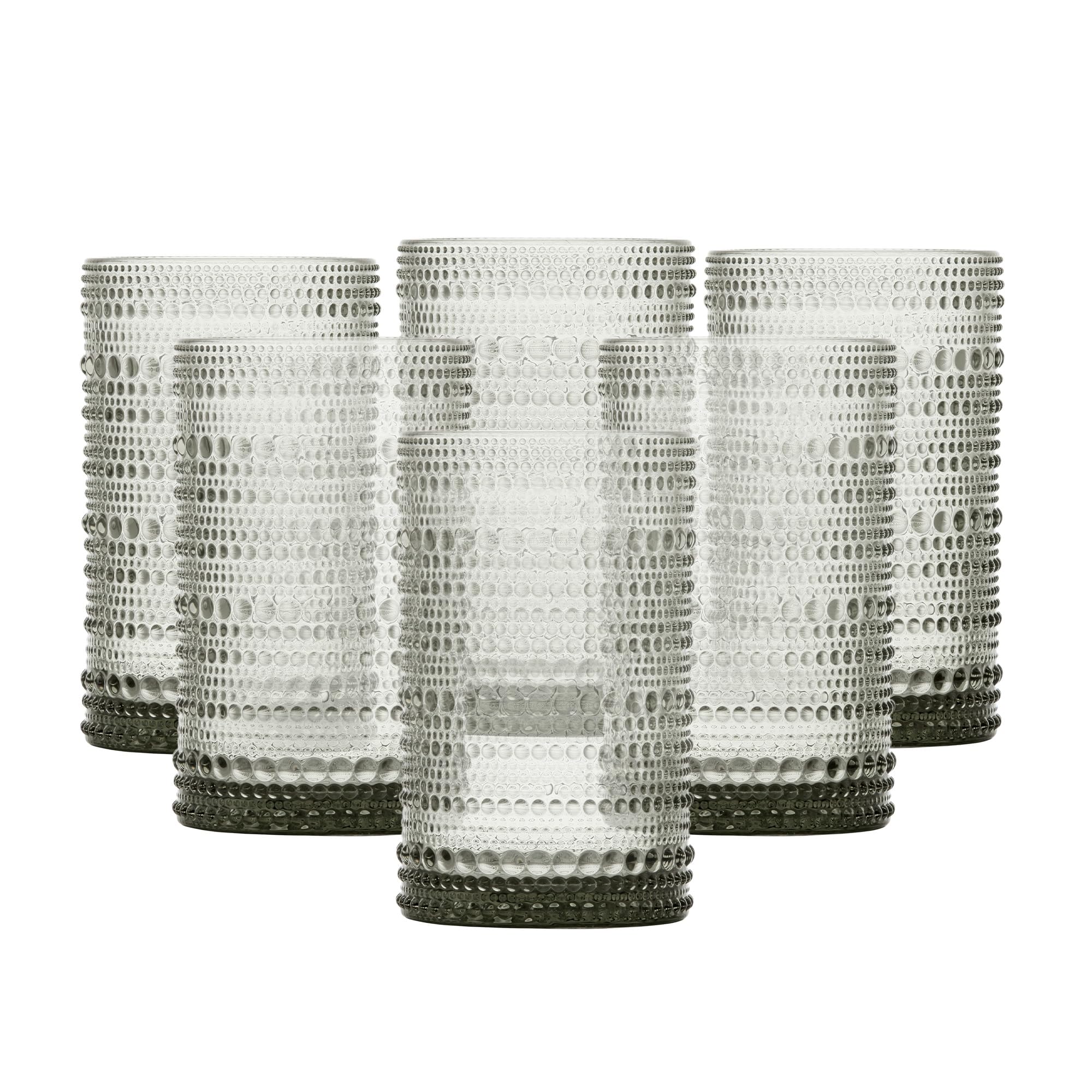 FORTESSA Jupiter Beaded Hobnail Glass Vintage Themed Drinkware Set, 13 Ounce Iced Beverage Glasses (Set of 6), DishwasherSafe, 