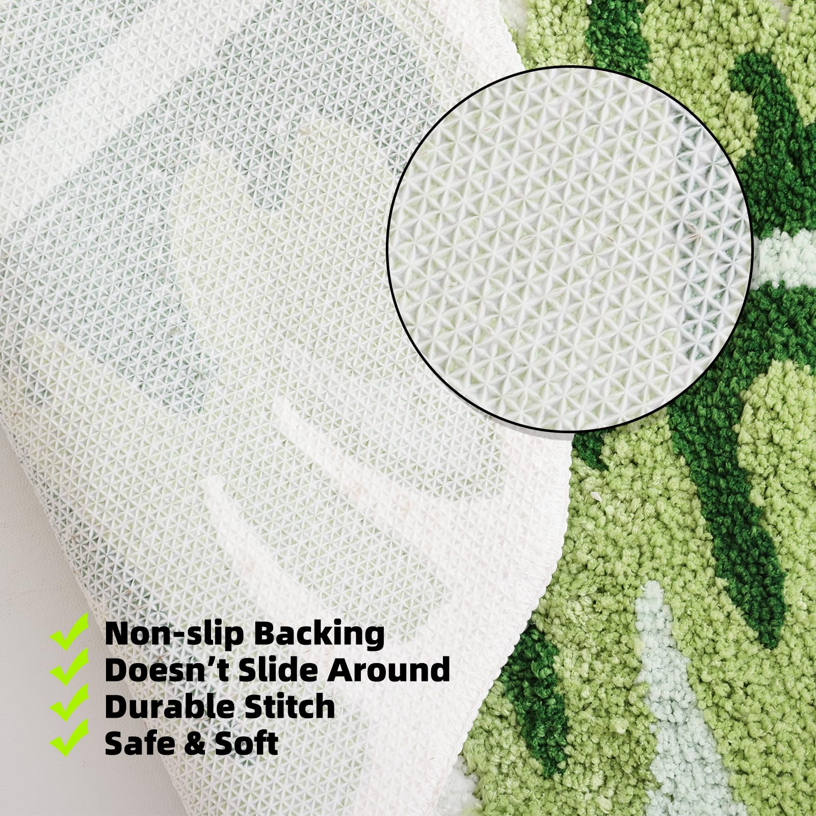 Panstar Green Leaf Bath Mat, Large Banana Leaf Plant Bathroom Runner Rug Non Slip Absorbent Cute Palm Shaped Bathtub Rug Bathroo